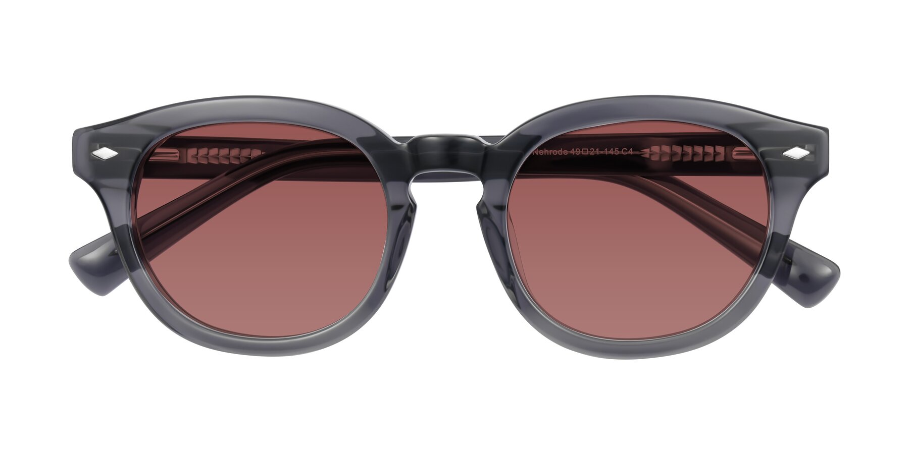 Folded Front of Nehrode in Gray with Garnet Tinted Lenses
