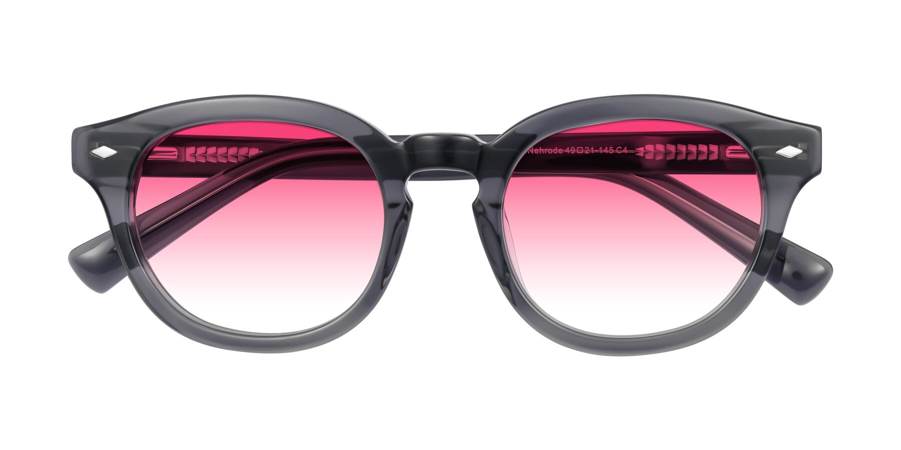 Folded Front of Nehrode in Gray with Pink Gradient Lenses