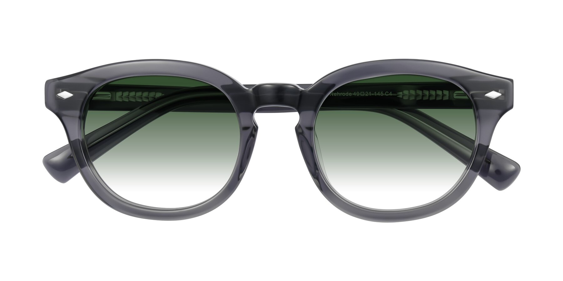 Folded Front of Nehrode in Gray with Green Gradient Lenses