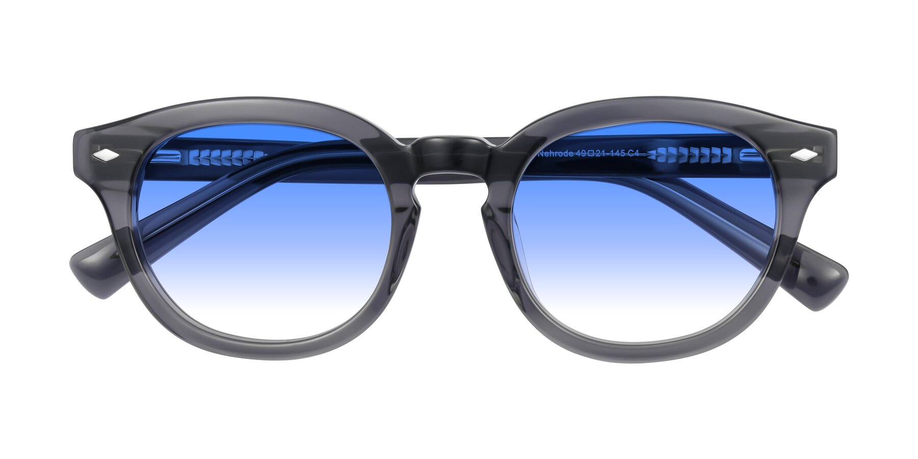 Folded Front of Nehrode in Gray with Blue Gradient Lenses