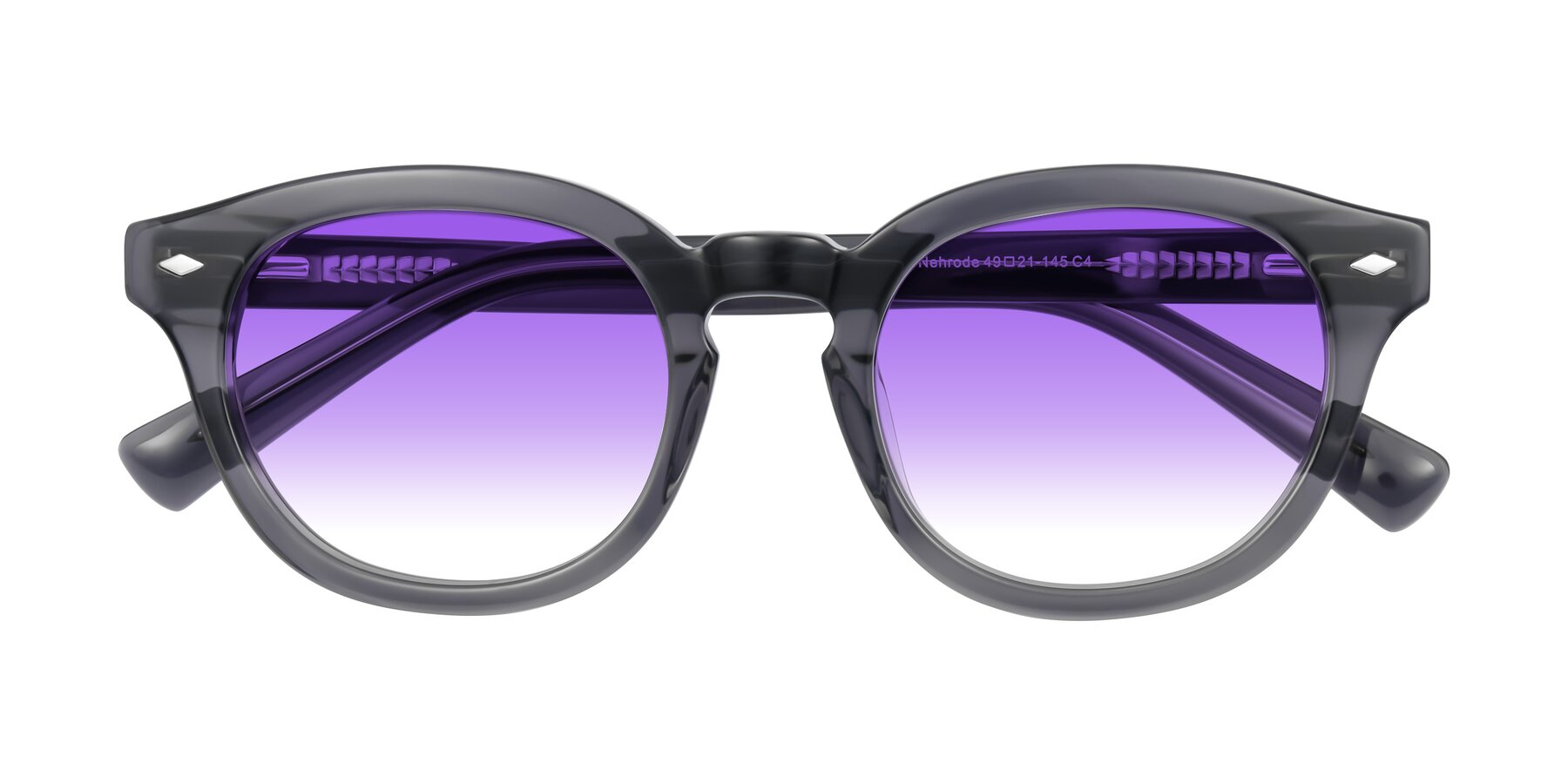 Folded Front of Nehrode in Gray with Purple Gradient Lenses