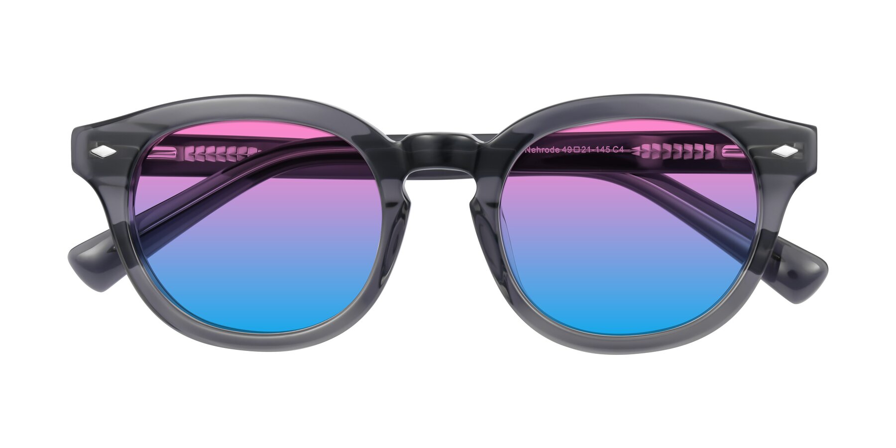 Folded Front of Nehrode in Gray with Pink / Blue Gradient Lenses