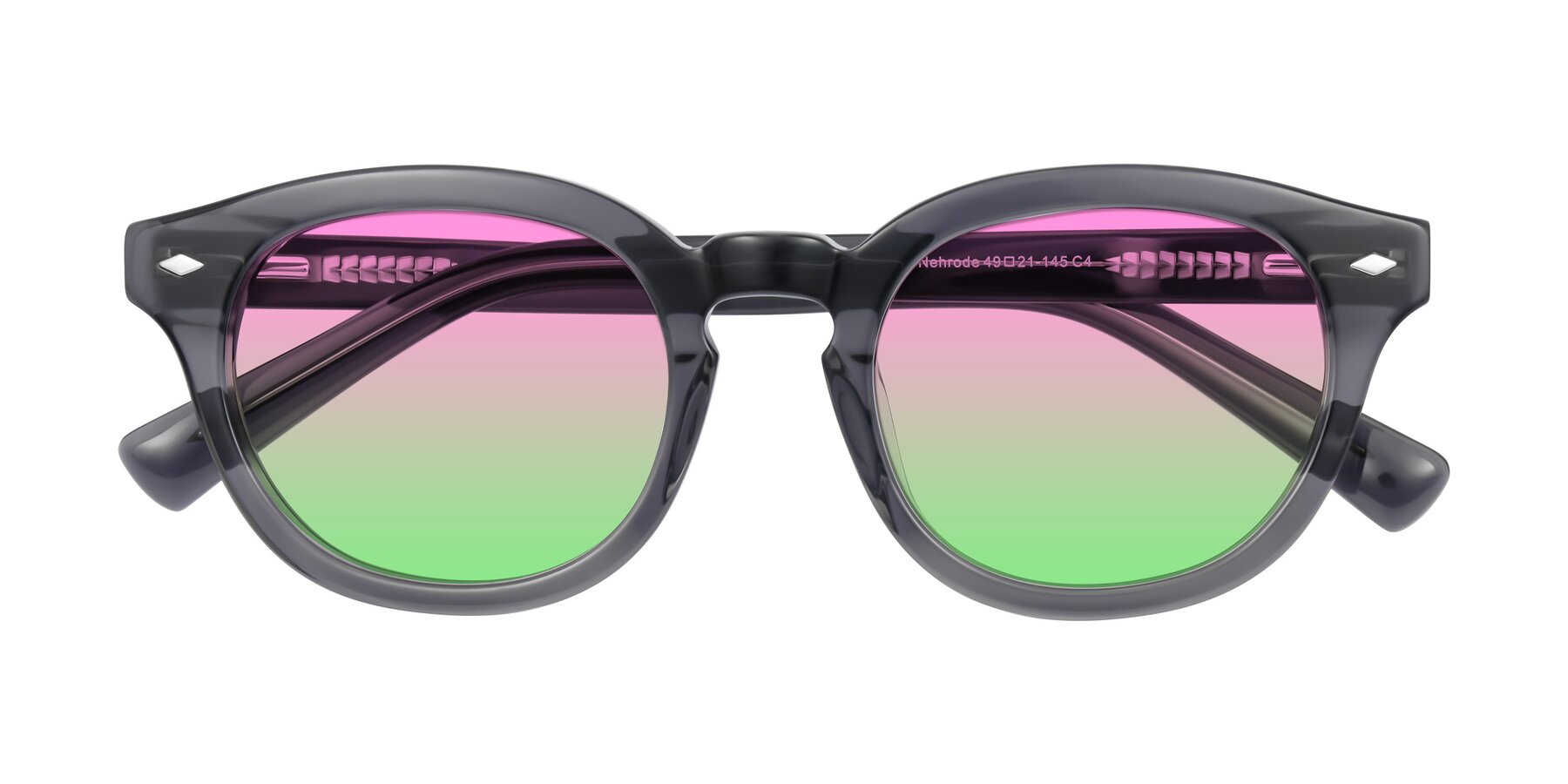 Folded Front of Nehrode in Gray with Pink / Green Gradient Lenses