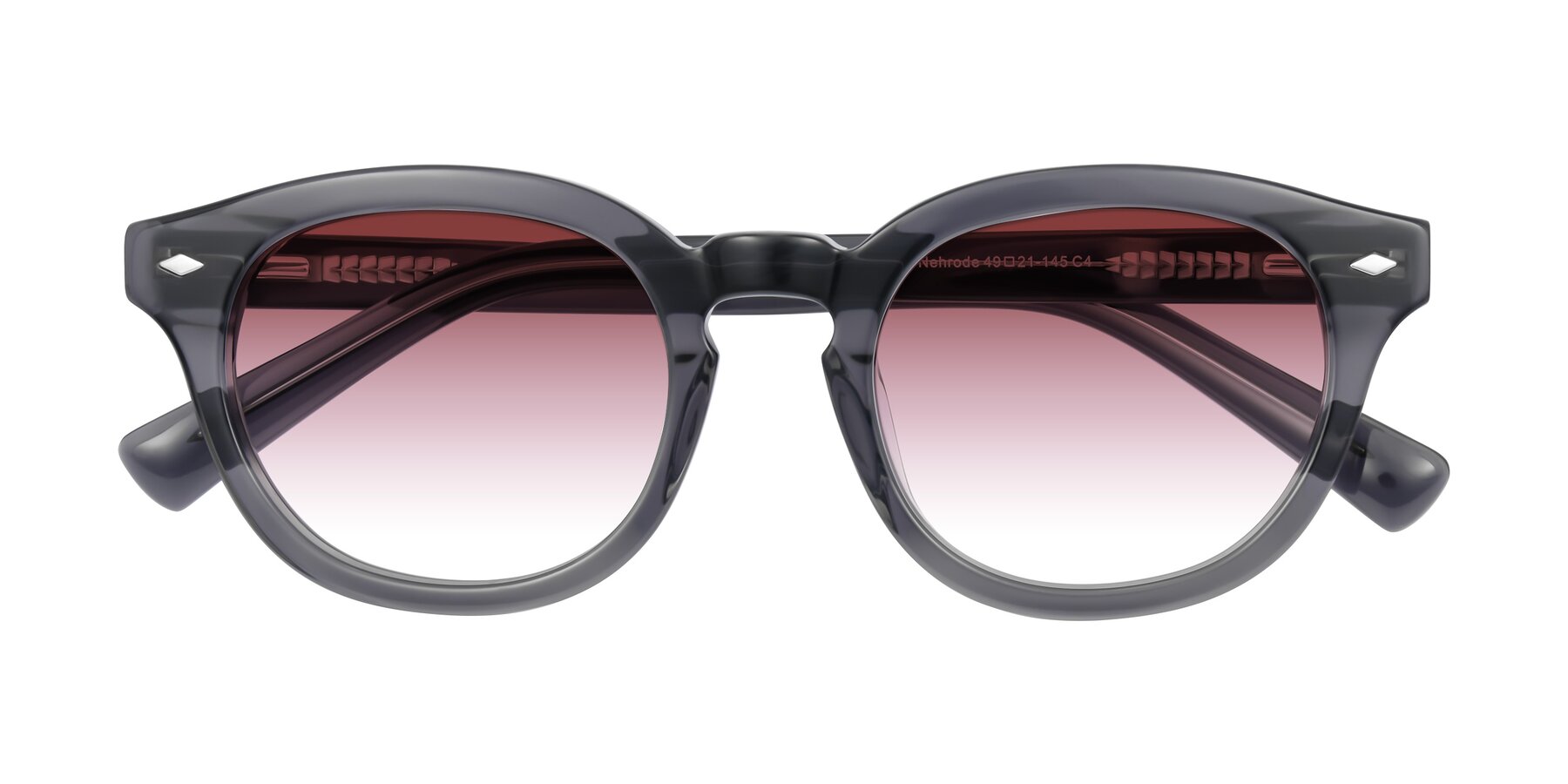 Folded Front of Nehrode in Gray with Garnet Gradient Lenses