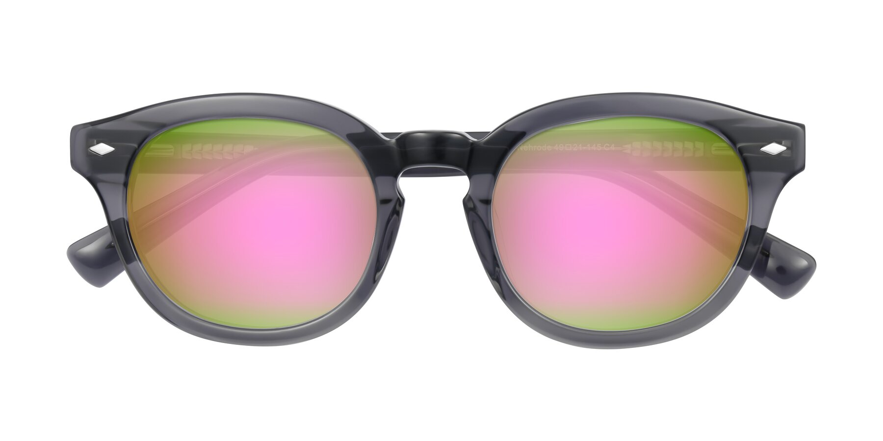 Folded Front of Nehrode in Gray with Pink Mirrored Lenses