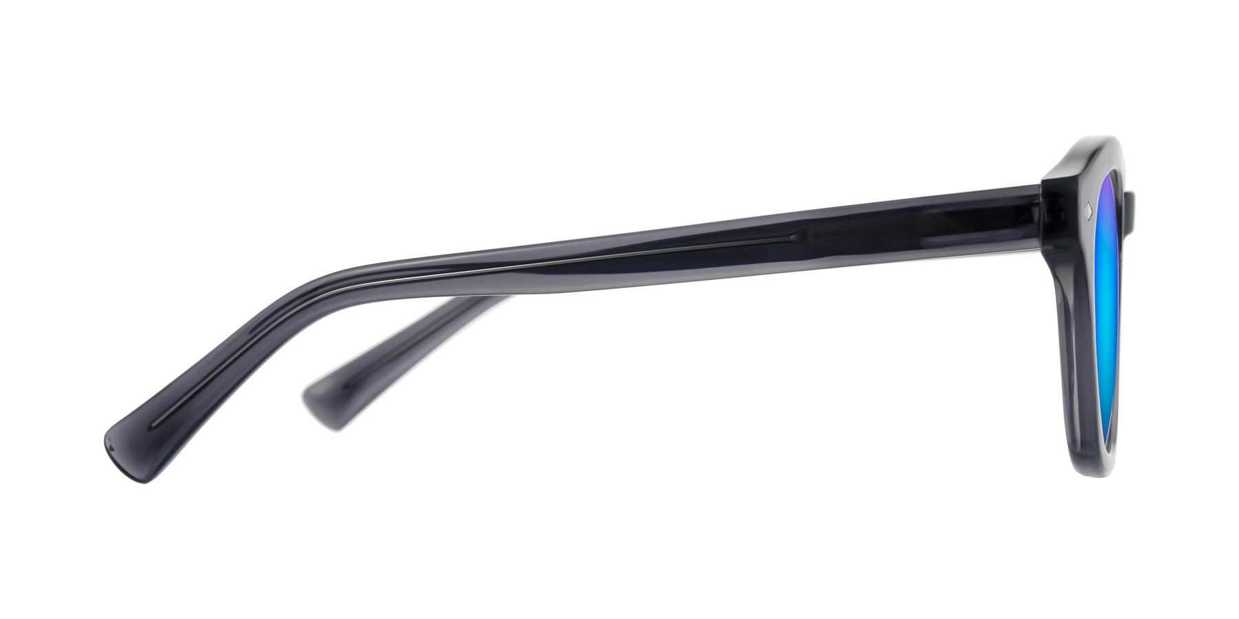 Side of Nehrode in Gray with Blue Mirrored Lenses
