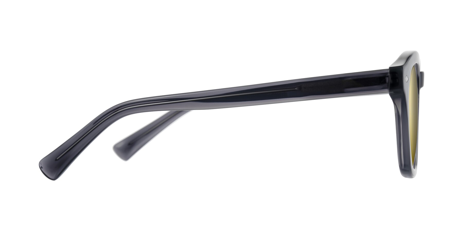 Side of Nehrode in Gray with Gold Mirrored Lenses