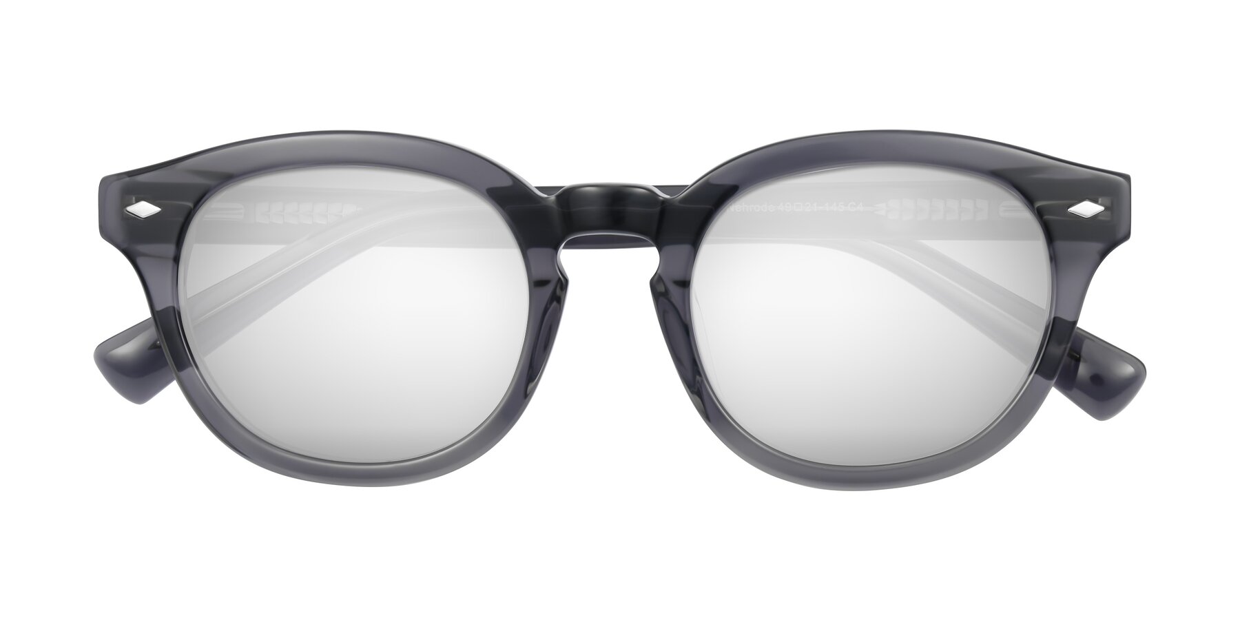 Folded Front of Nehrode in Gray with Silver Mirrored Lenses