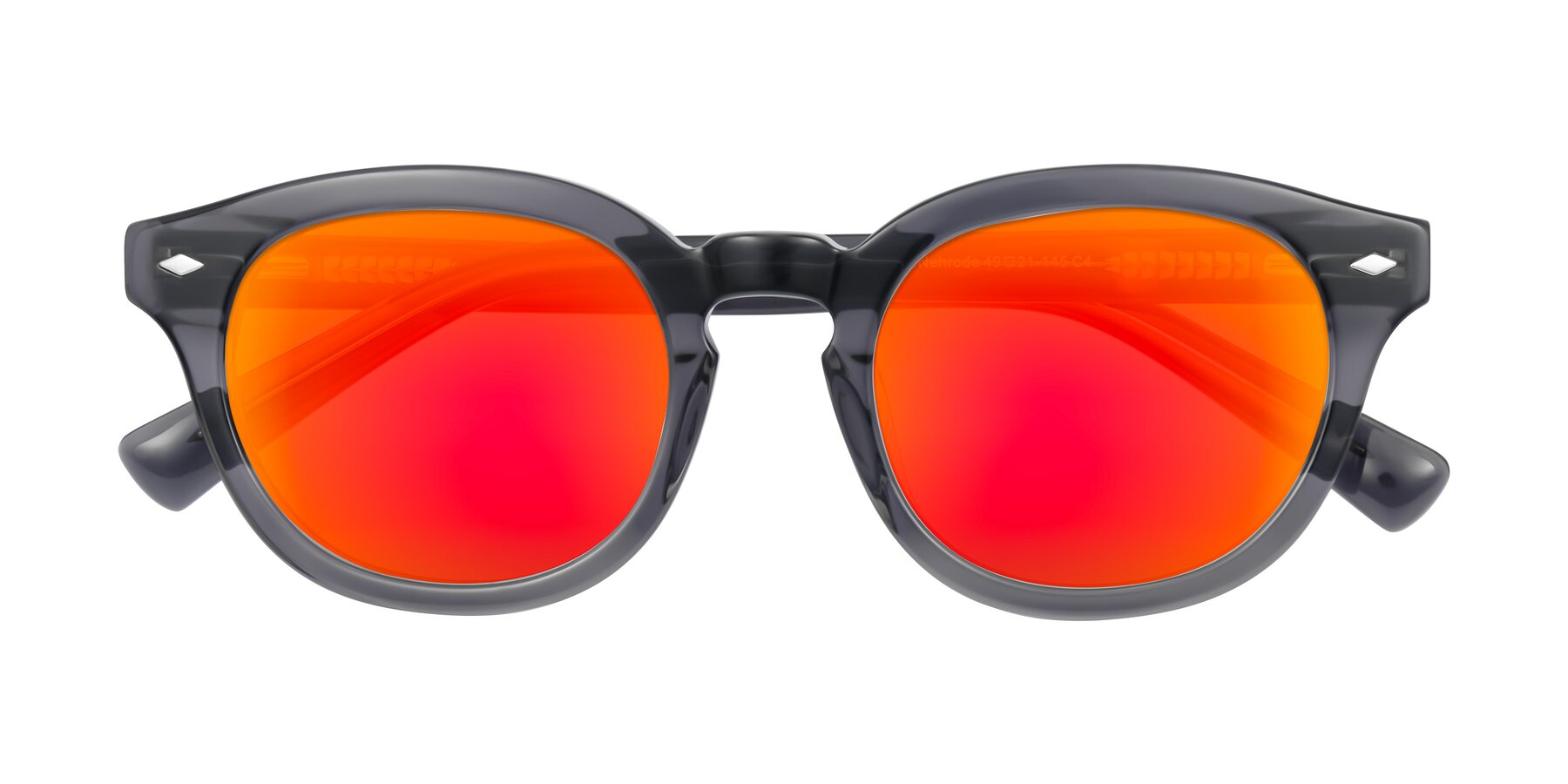 Folded Front of Nehrode in Gray with Red Gold Mirrored Lenses