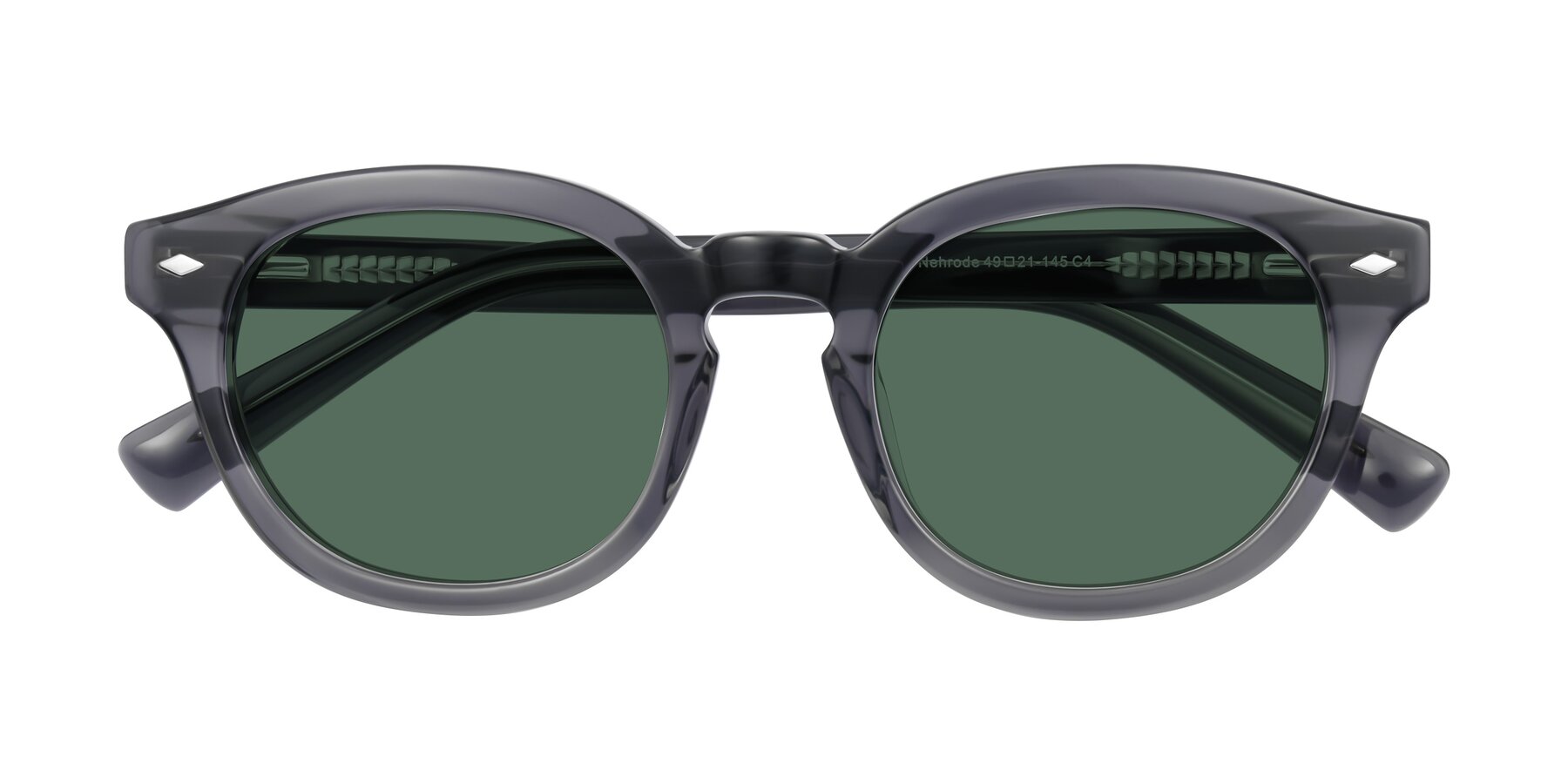 Folded Front of Nehrode in Gray with Green Polarized Lenses