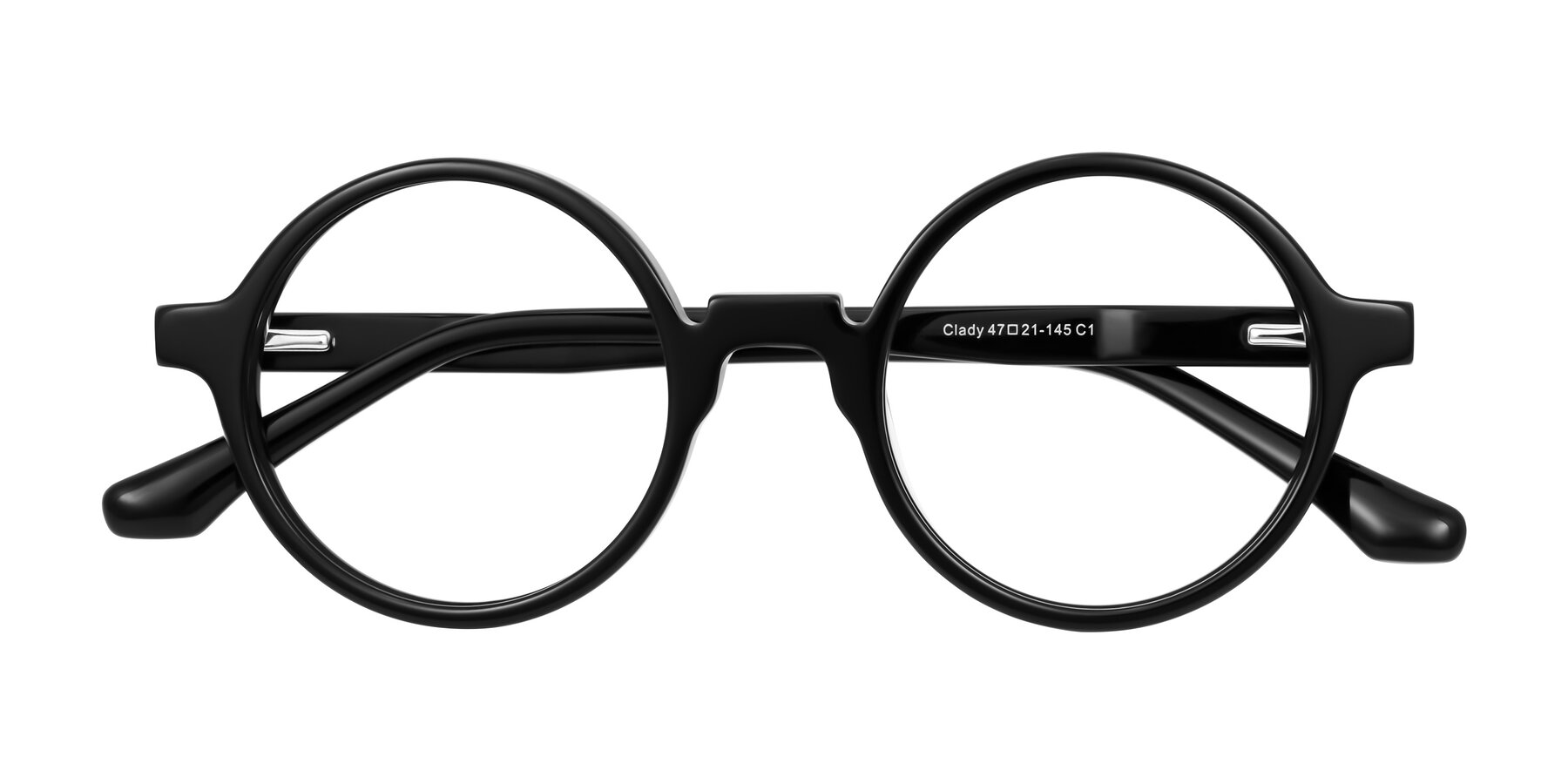 Folded Front of Clady in Black with Clear Eyeglass Lenses