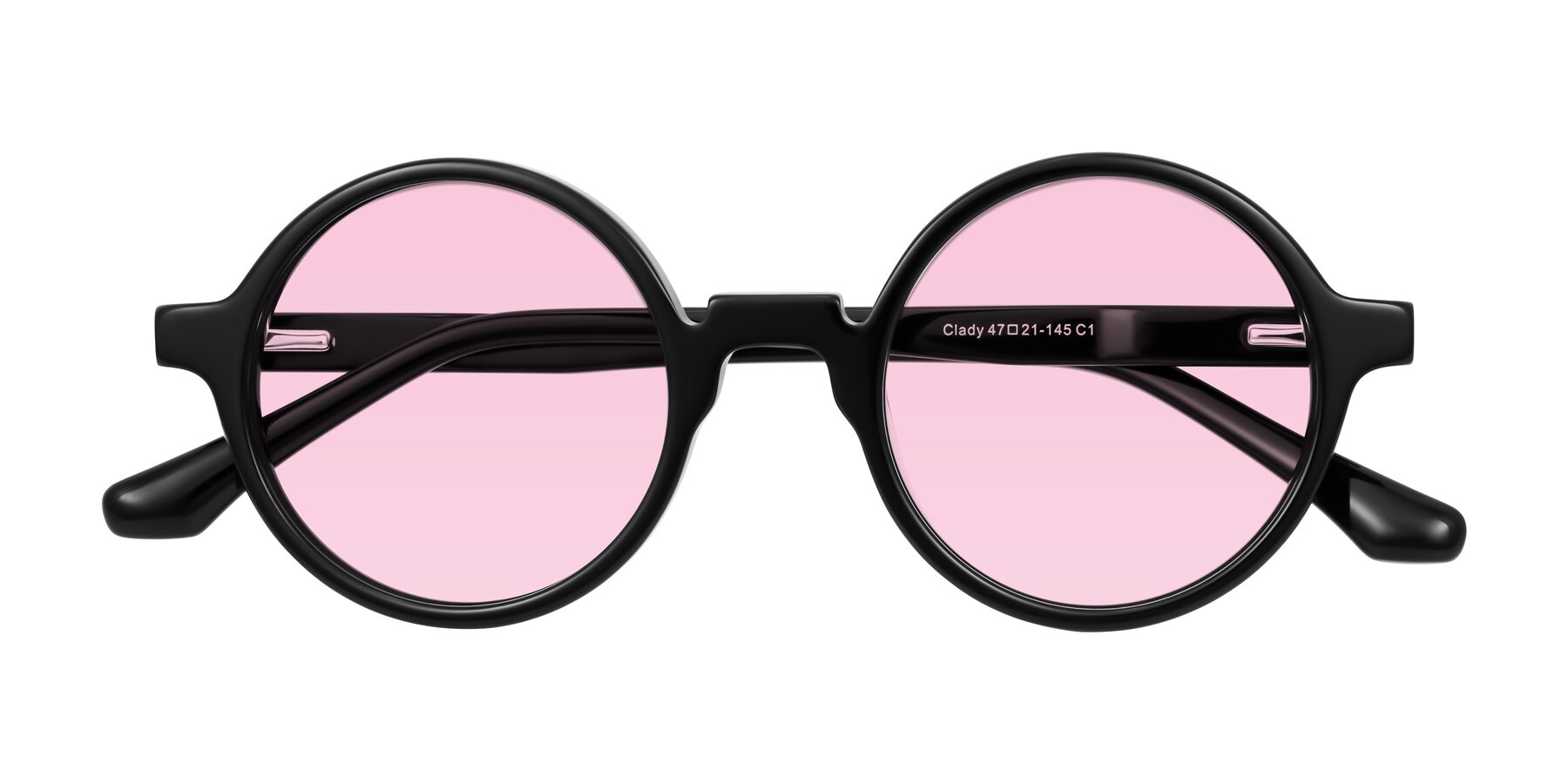 Folded Front of Clady in Black with Light Pink Tinted Lenses