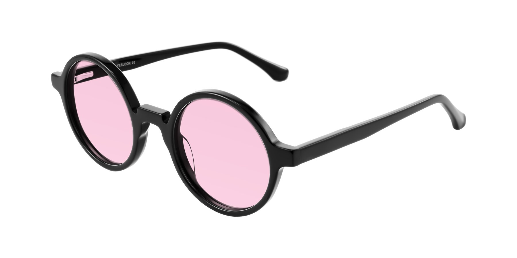 Angle of Clady in Black with Light Pink Tinted Lenses