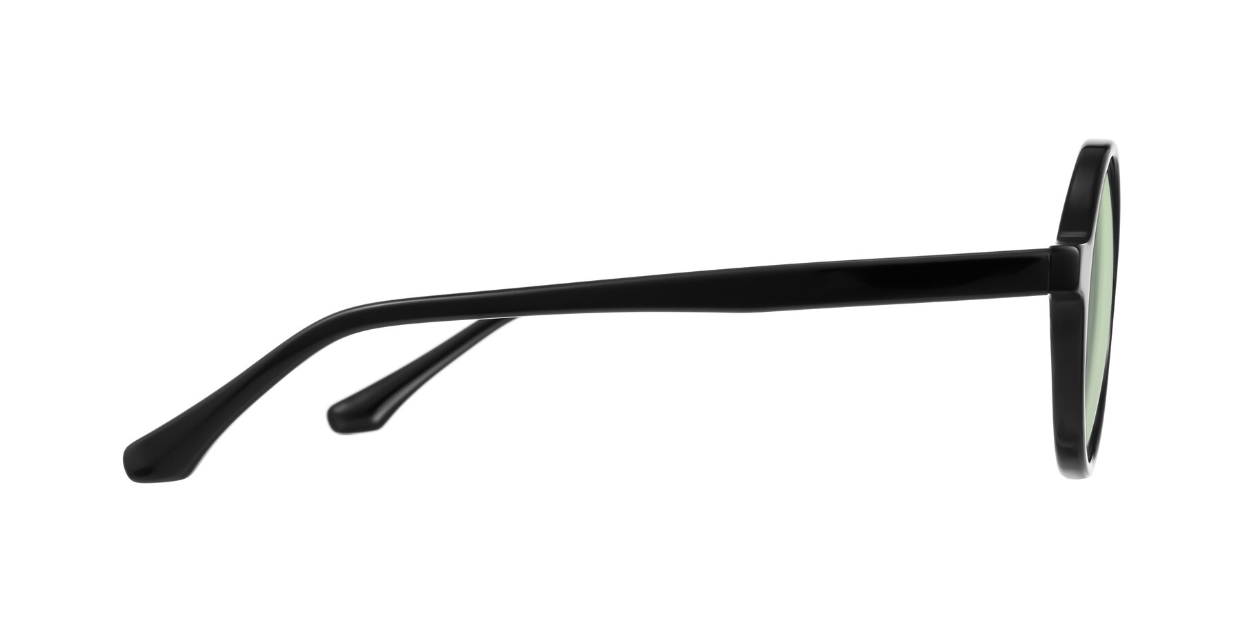 Side of Clady in Black with Light Green Tinted Lenses