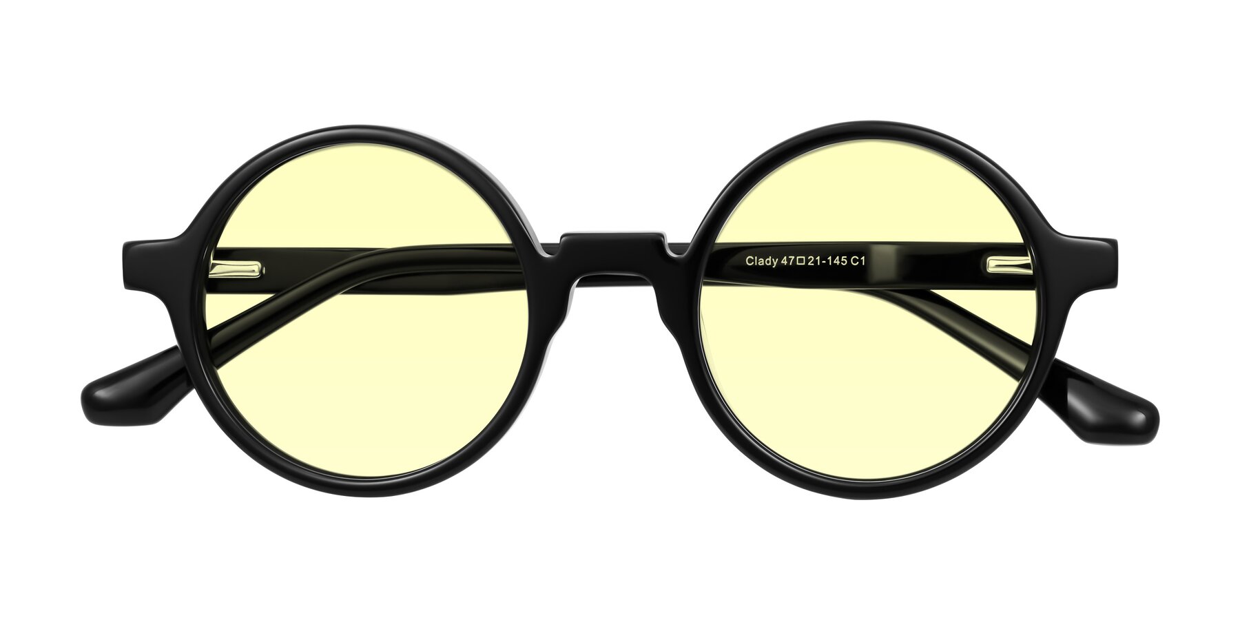 Folded Front of Clady in Black with Light Yellow Tinted Lenses