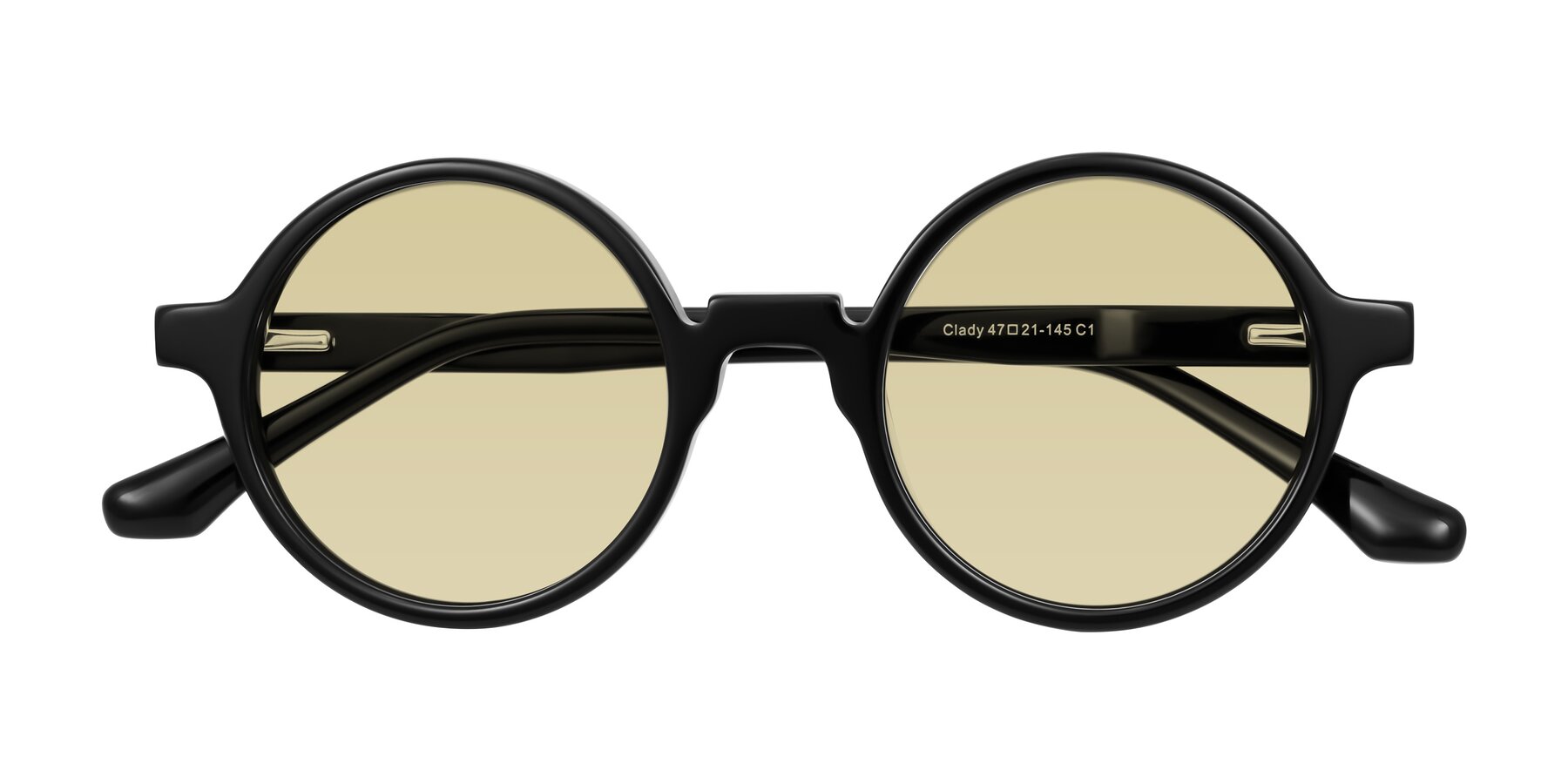 Folded Front of Clady in Black with Light Champagne Tinted Lenses