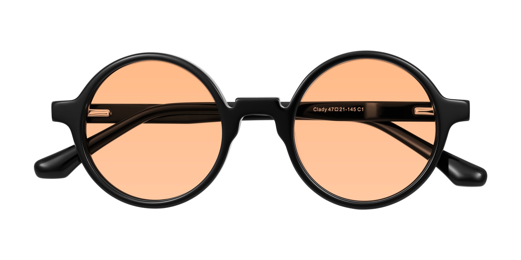 Folded Front of Clady in Black with Light Orange Tinted Lenses