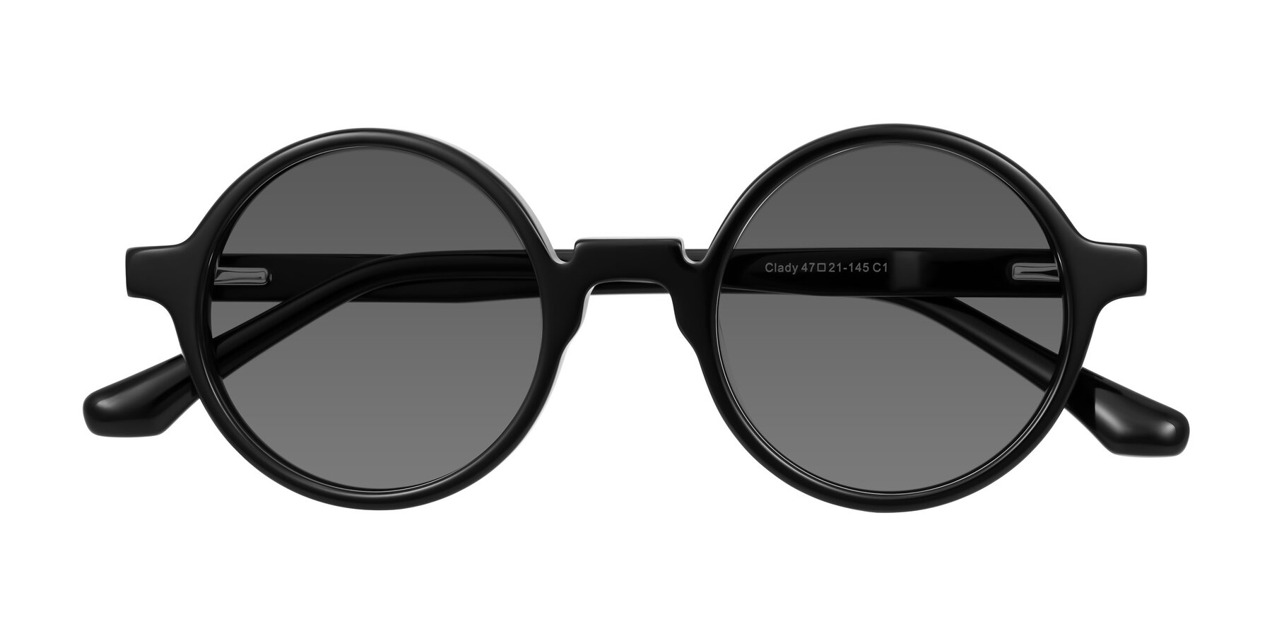 Folded Front of Clady in Black with Medium Gray Tinted Lenses