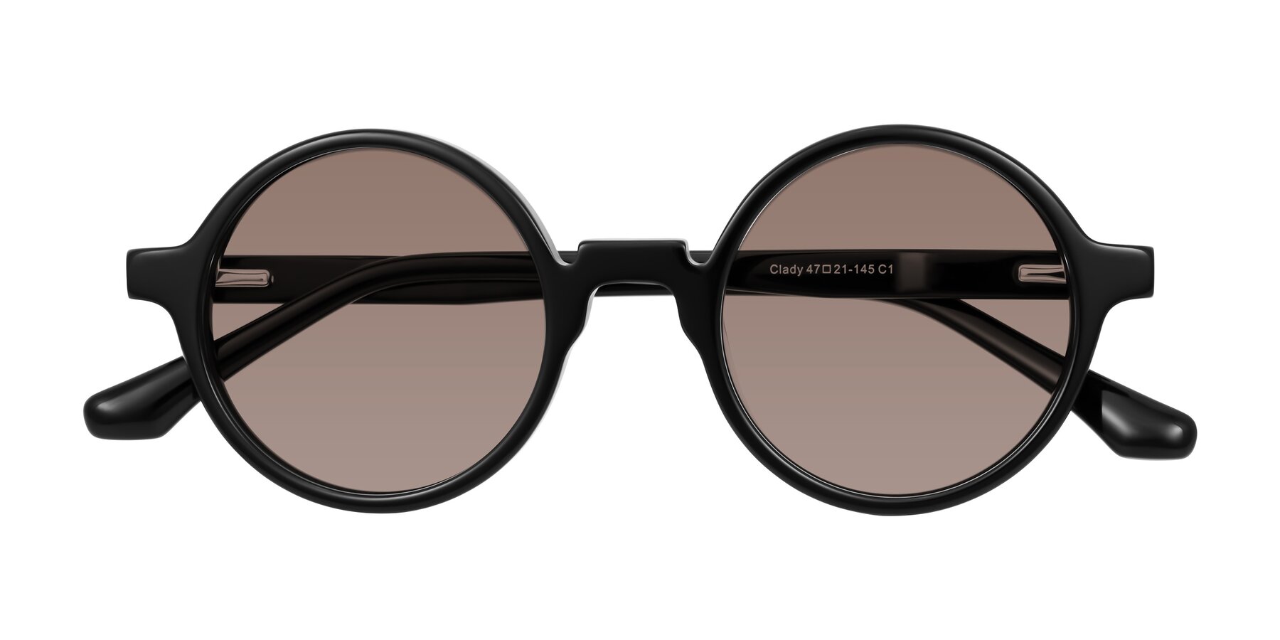 Folded Front of Clady in Black with Medium Brown Tinted Lenses