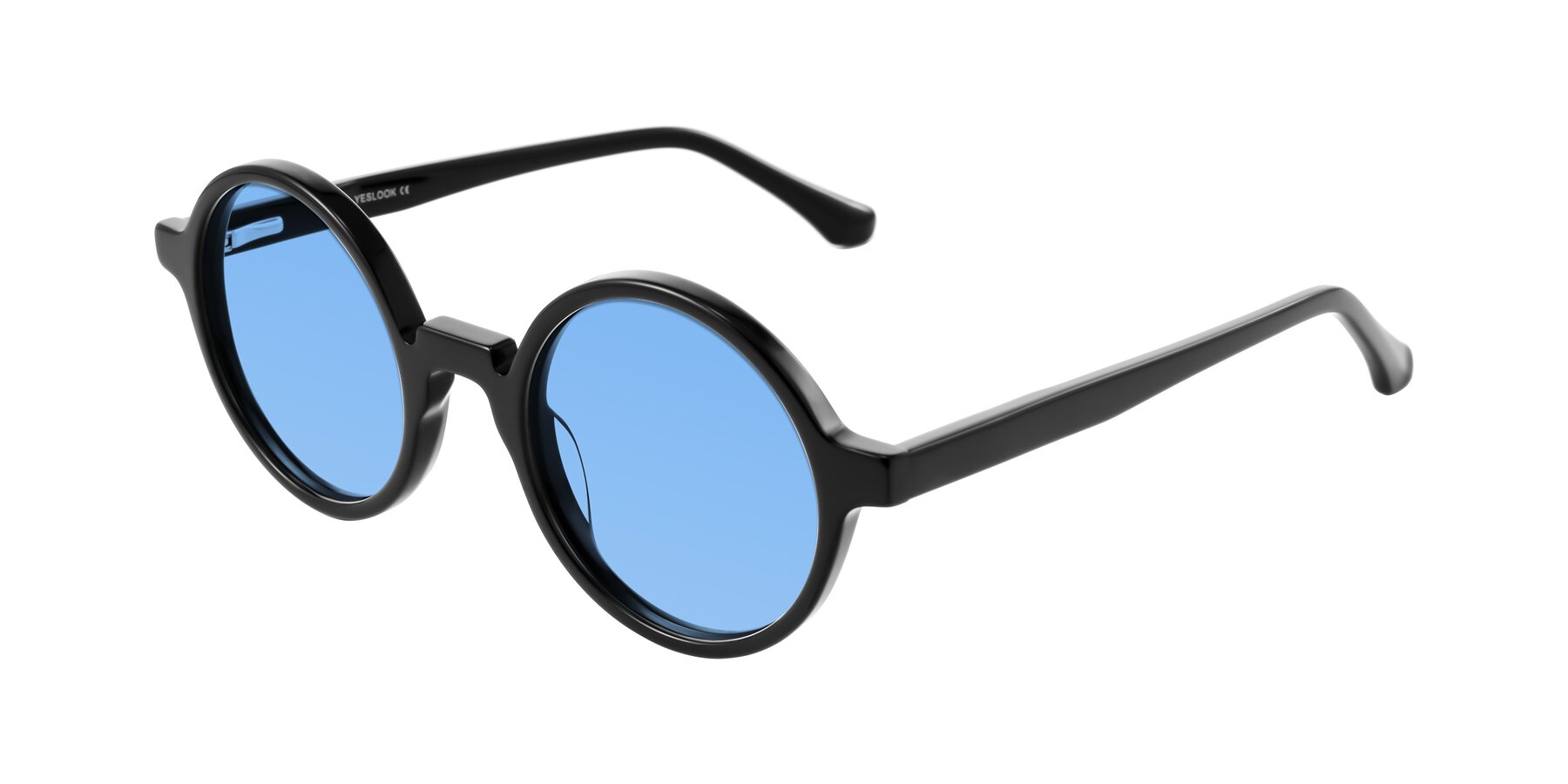 Angle of Clady in Black with Medium Blue Tinted Lenses