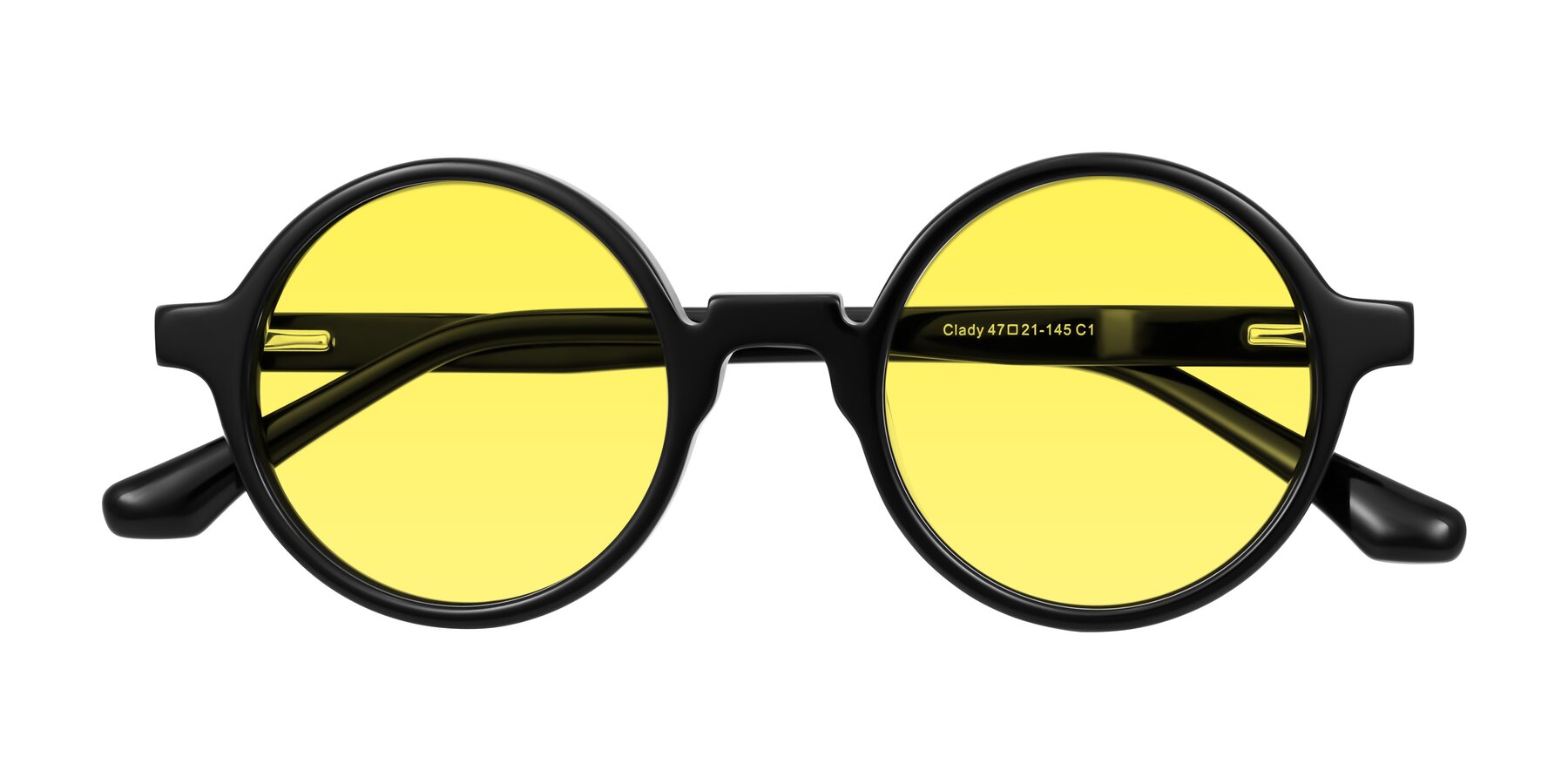 Folded Front of Clady in Black with Medium Yellow Tinted Lenses