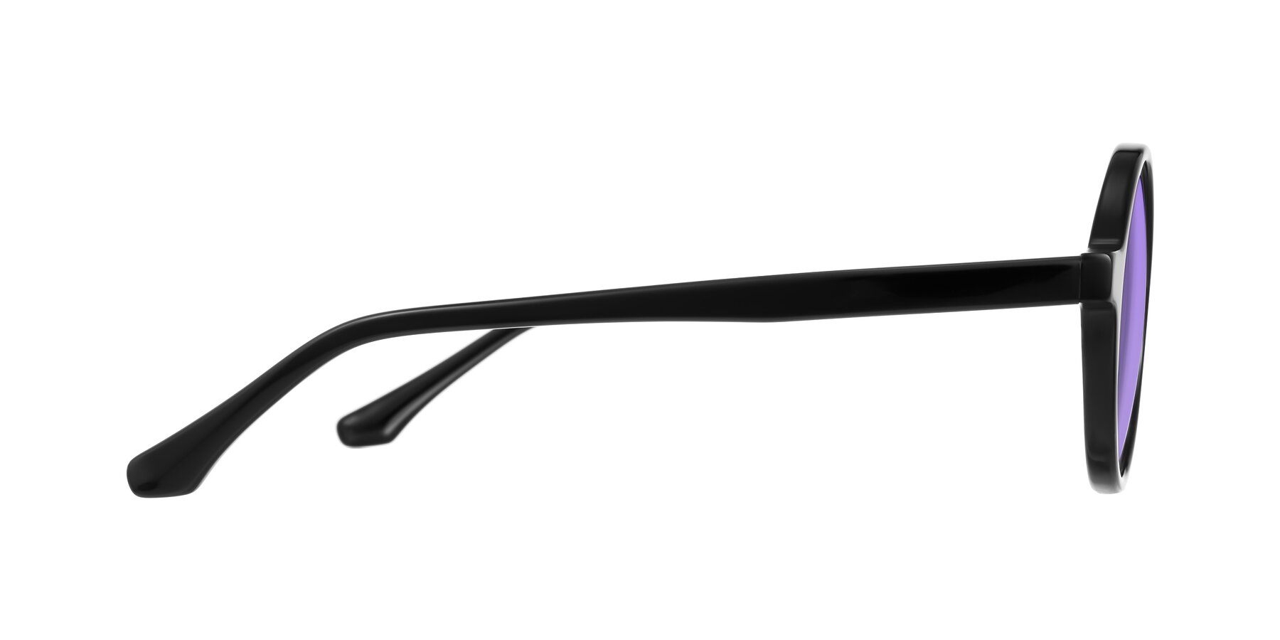 Side of Clady in Black with Medium Purple Tinted Lenses