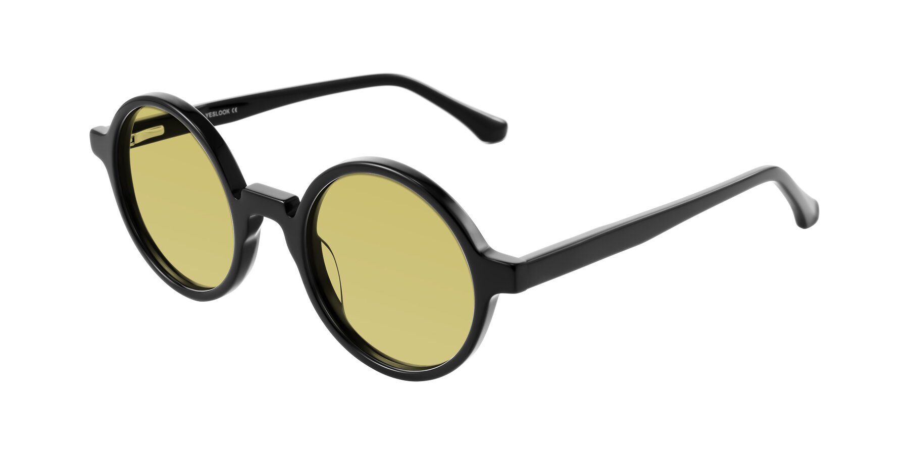 Angle of Clady in Black with Medium Champagne Tinted Lenses
