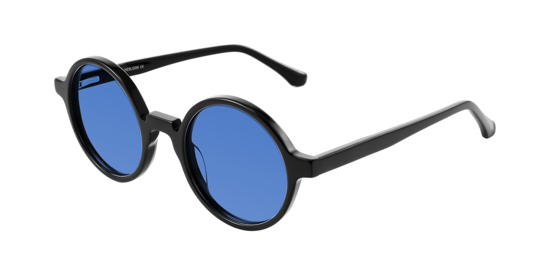 Angle of Clady in Black with Blue Tinted Lenses