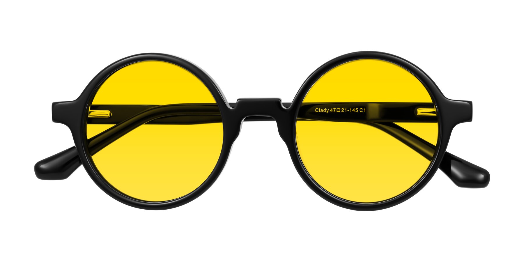 Folded Front of Clady in Black with Yellow Tinted Lenses