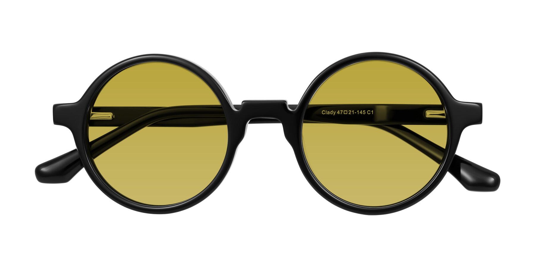 Folded Front of Clady in Black with Champagne Tinted Lenses