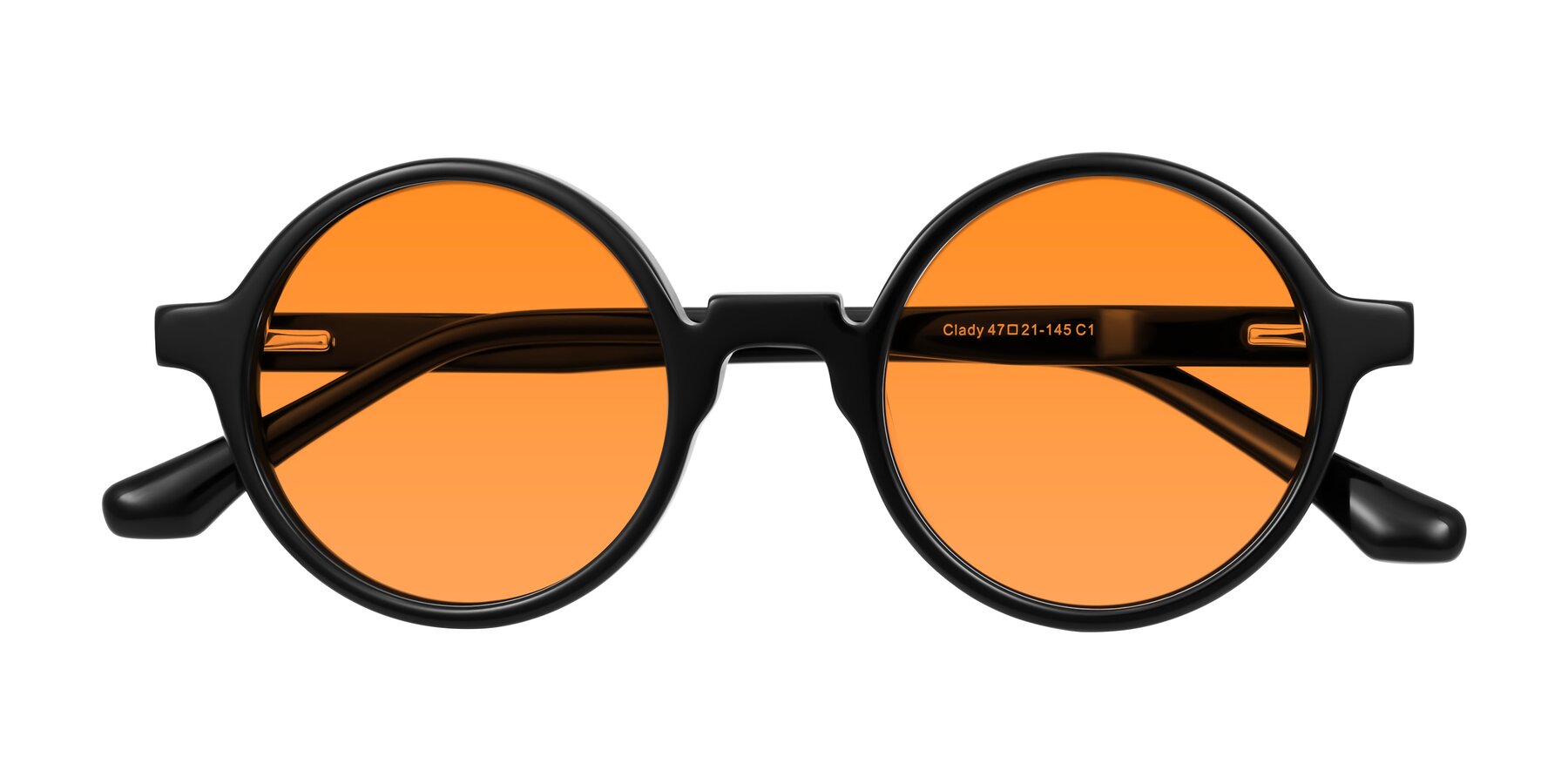 Folded Front of Clady in Black with Orange Tinted Lenses