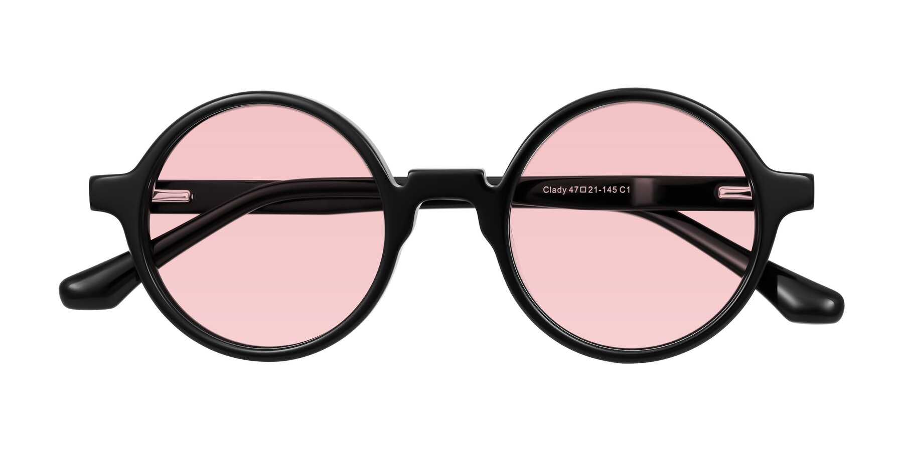 Folded Front of Clady in Black with Light Garnet Tinted Lenses