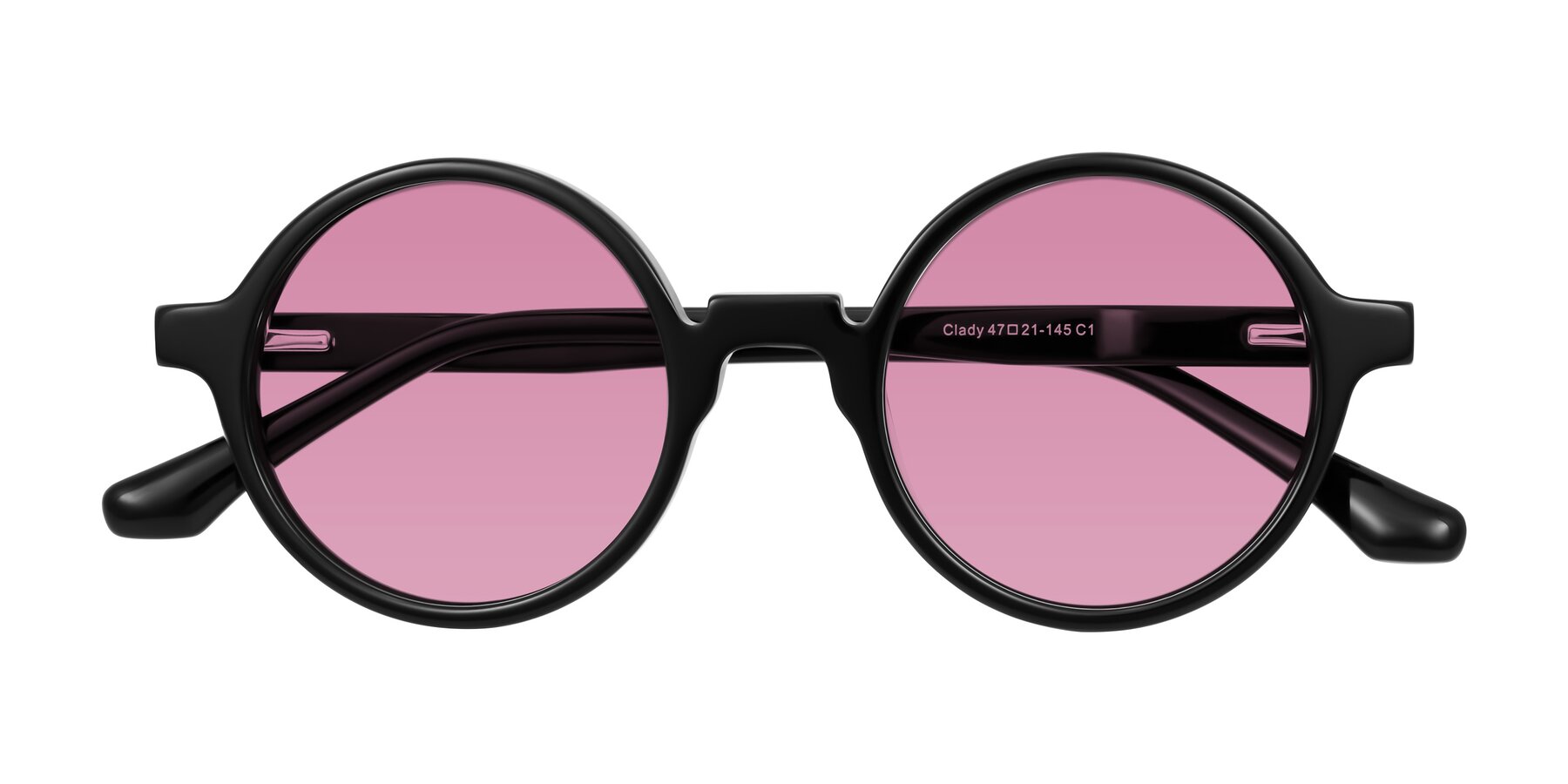 Folded Front of Clady in Black with Medium Wine Tinted Lenses