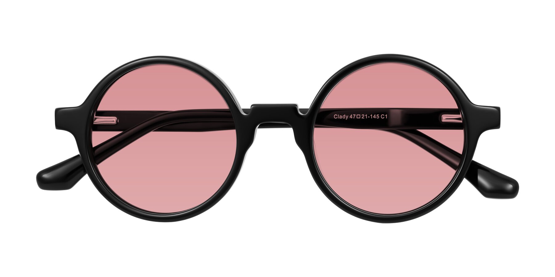 Folded Front of Clady in Black with Medium Garnet Tinted Lenses