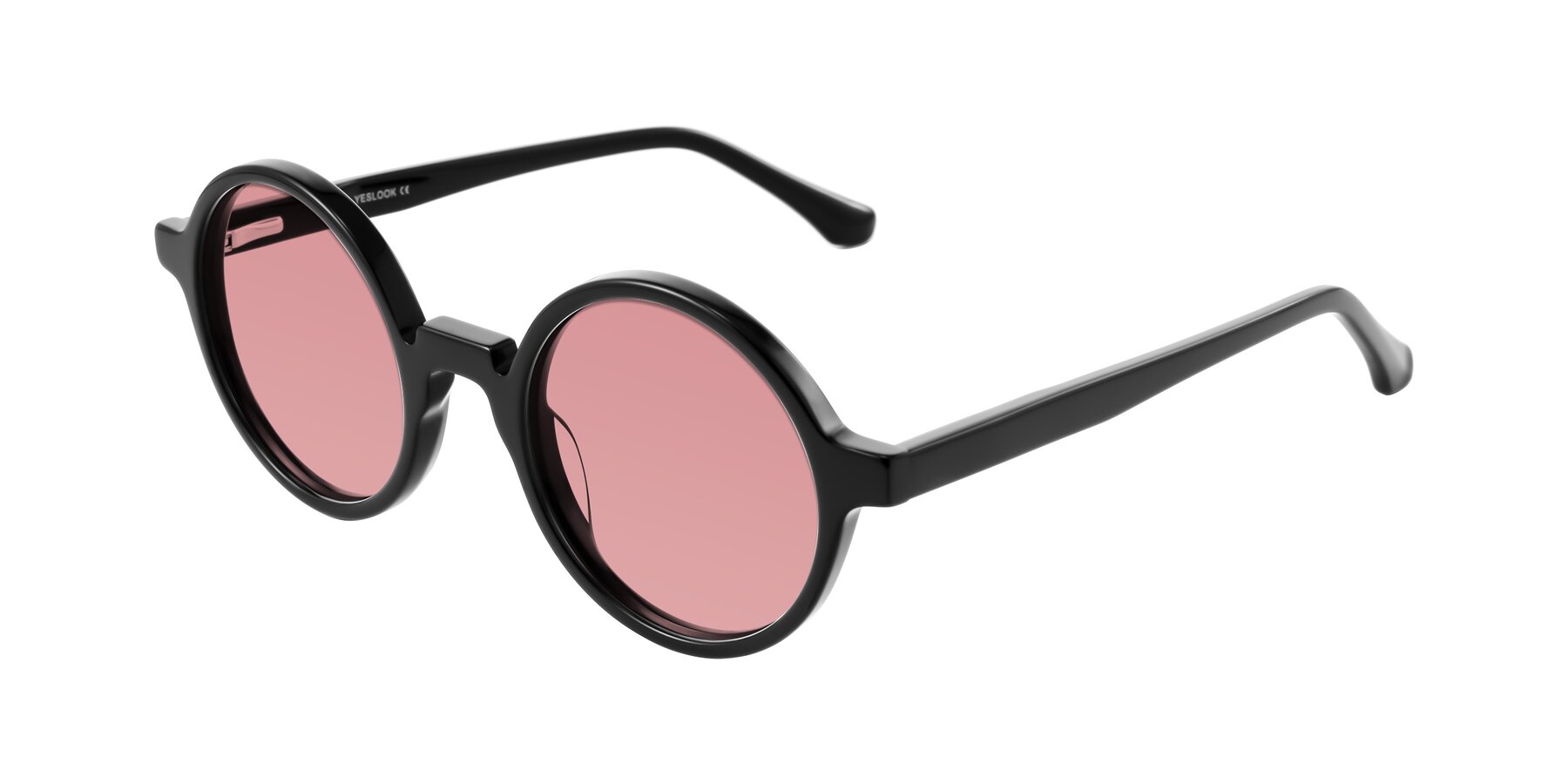Angle of Clady in Black with Medium Garnet Tinted Lenses