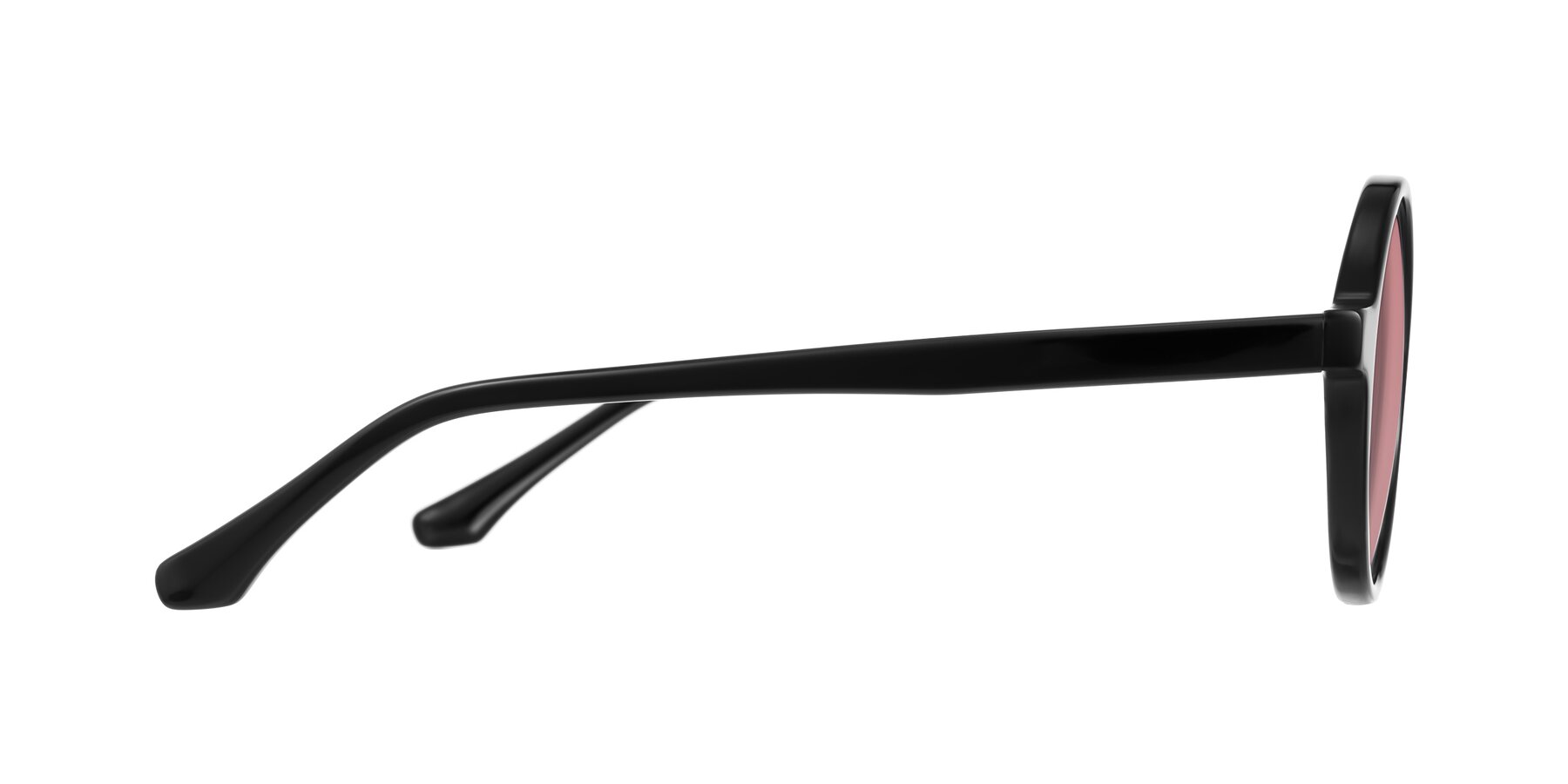 Side of Clady in Black with Medium Garnet Tinted Lenses