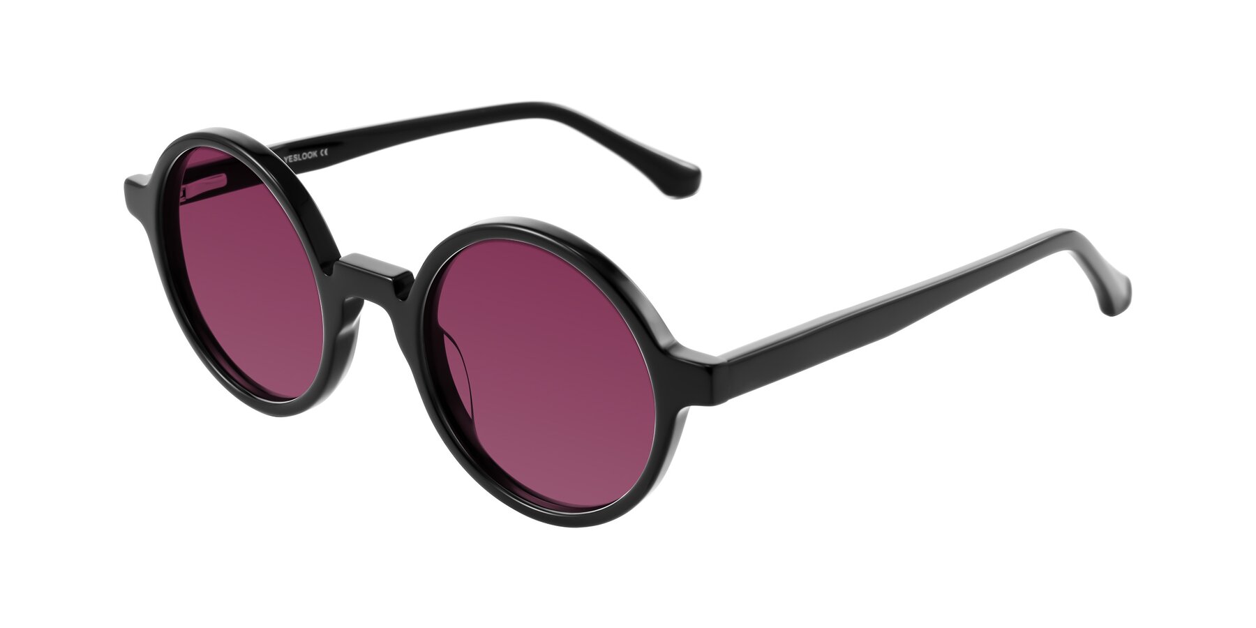 Angle of Clady in Black with Wine Tinted Lenses