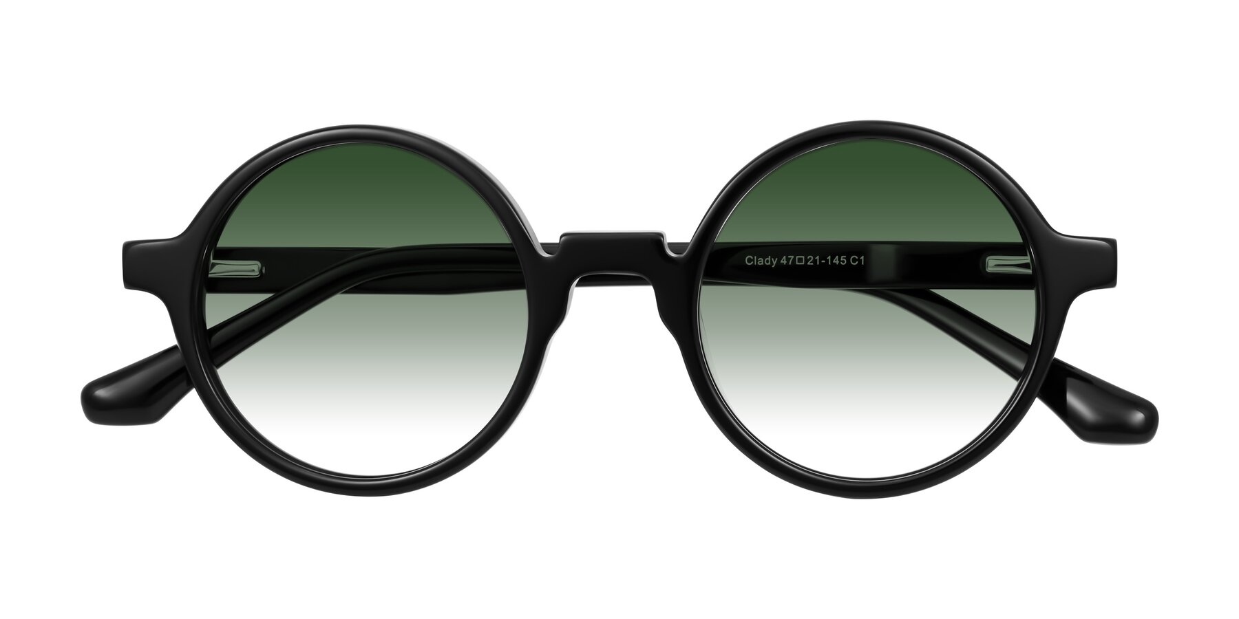 Folded Front of Clady in Black with Green Gradient Lenses