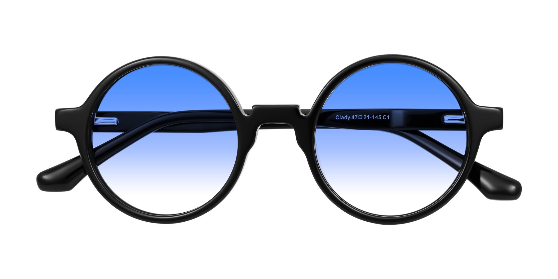 Folded Front of Clady in Black with Blue Gradient Lenses