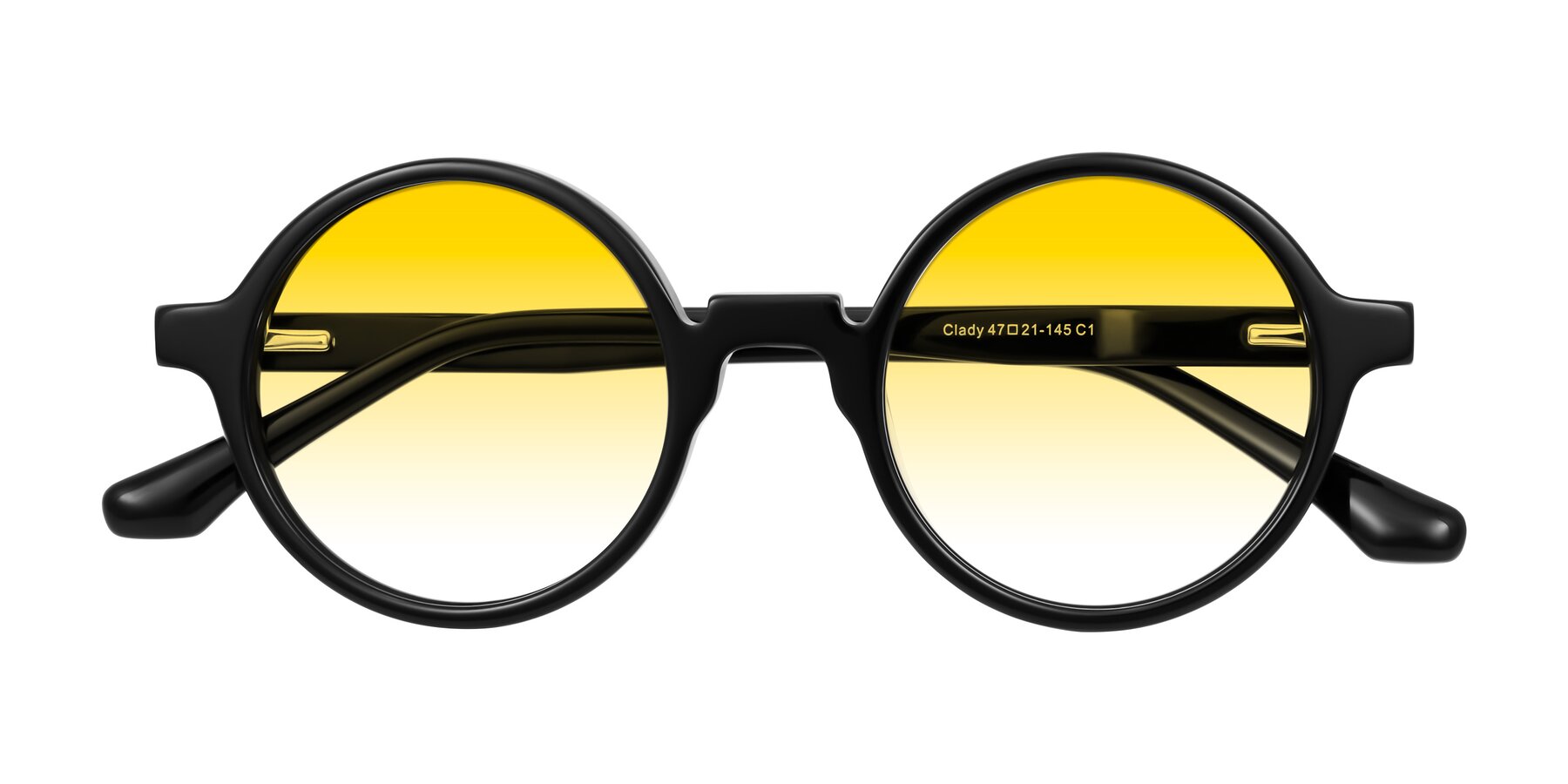 Folded Front of Clady in Black with Yellow Gradient Lenses