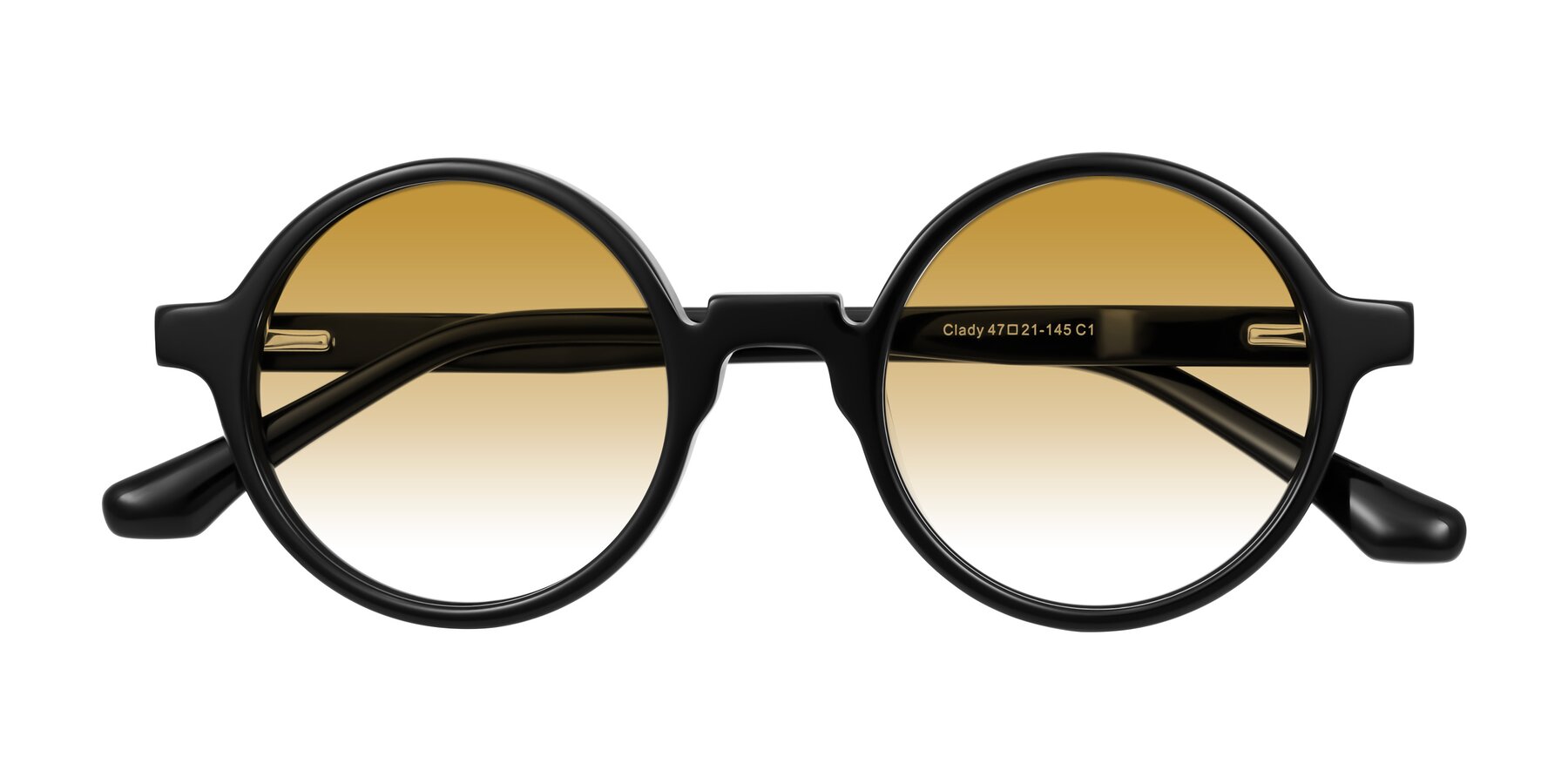 Folded Front of Clady in Black with Champagne Gradient Lenses