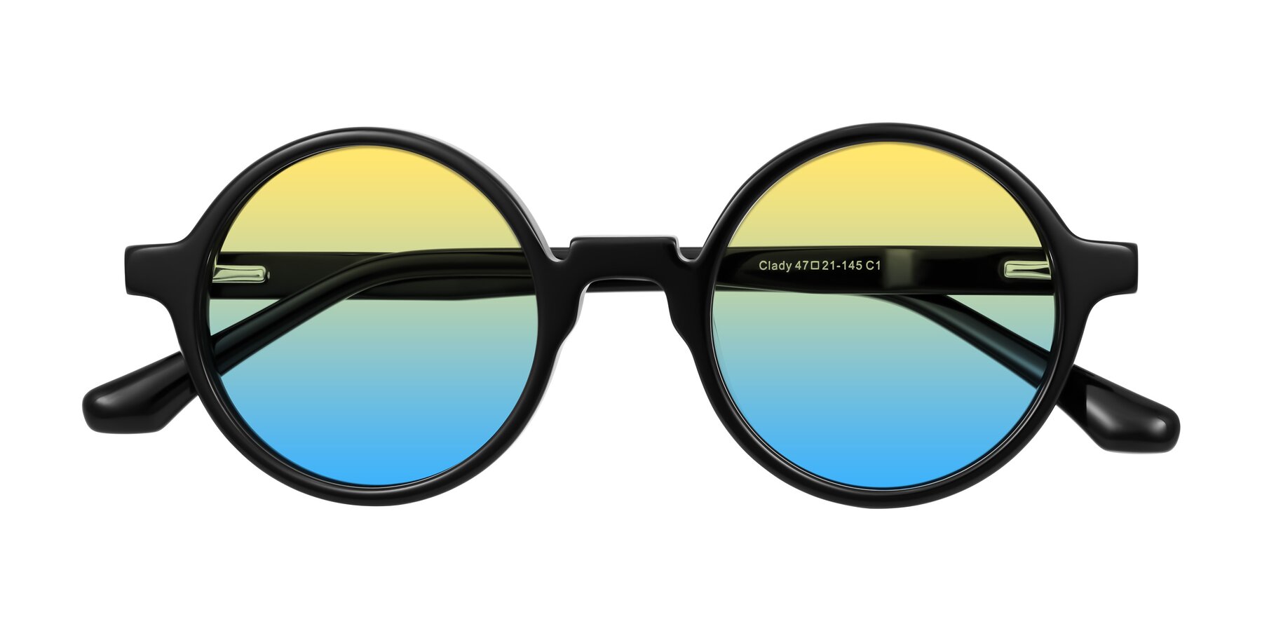 Folded Front of Clady in Black with Yellow / Blue Gradient Lenses