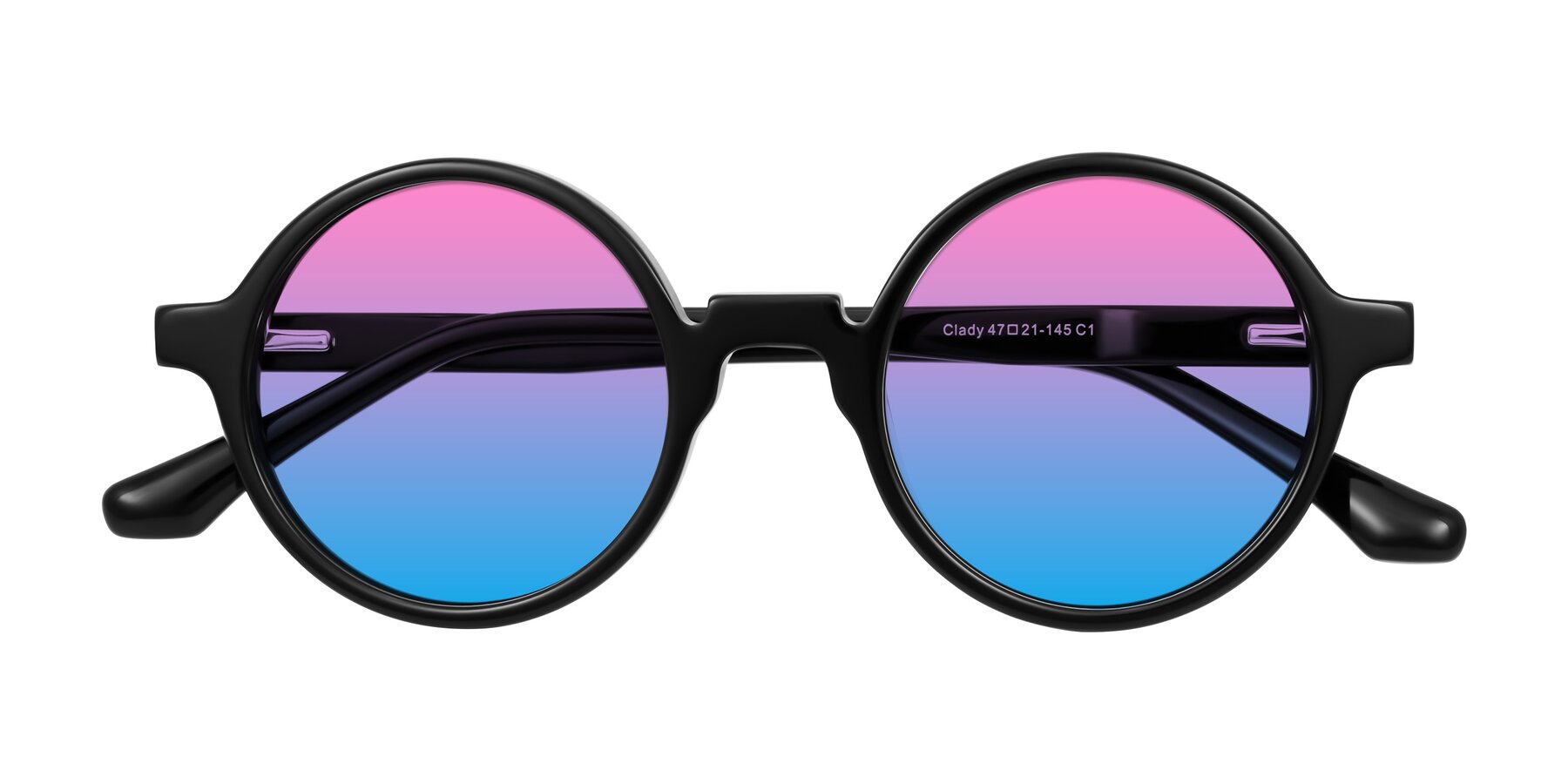 Folded Front of Clady in Black with Pink / Blue Gradient Lenses