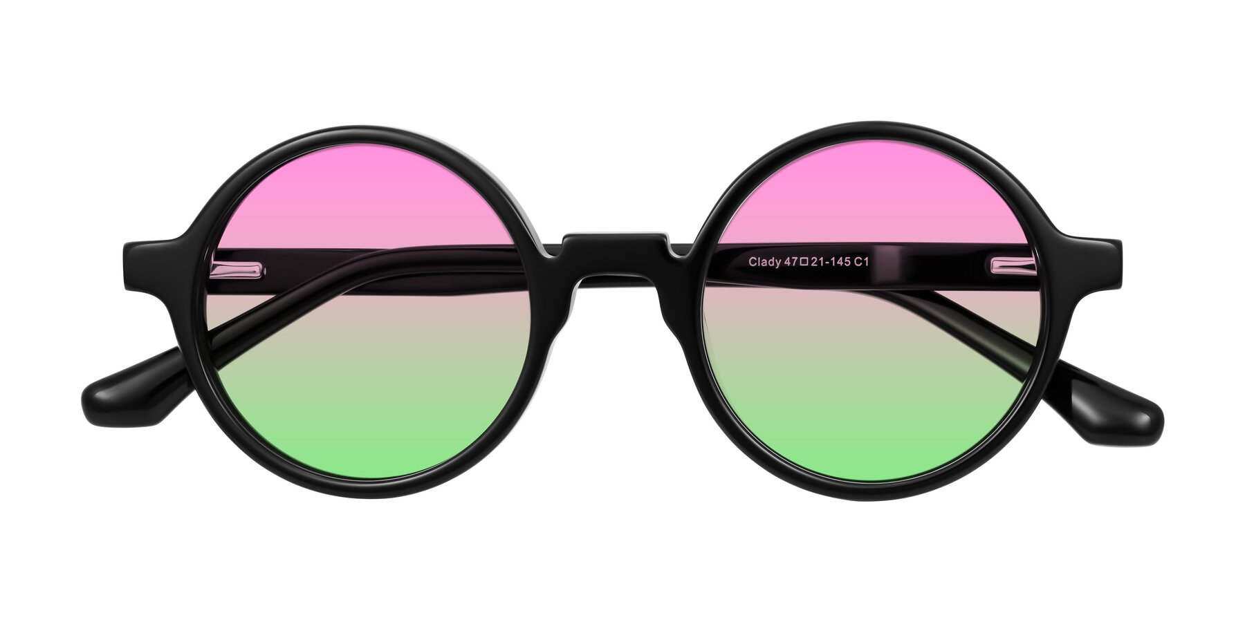 Folded Front of Clady in Black with Pink / Green Gradient Lenses