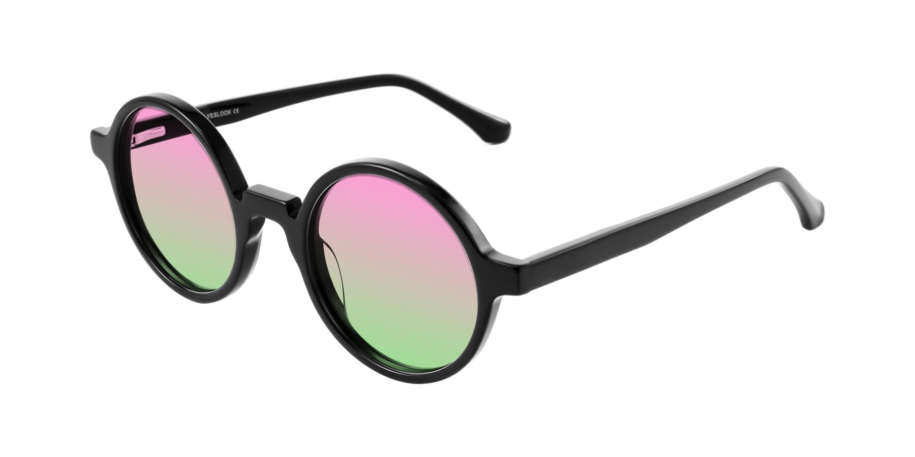 Angle of Clady in Black with Pink / Green Gradient Lenses