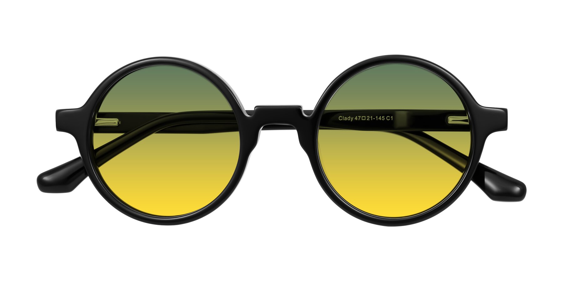 Folded Front of Clady in Black with Green / Yellow Gradient Lenses