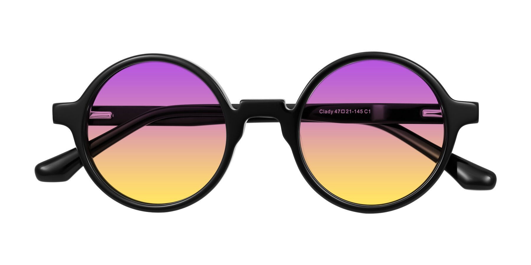 Folded Front of Clady in Black with Purple / Yellow Gradient Lenses