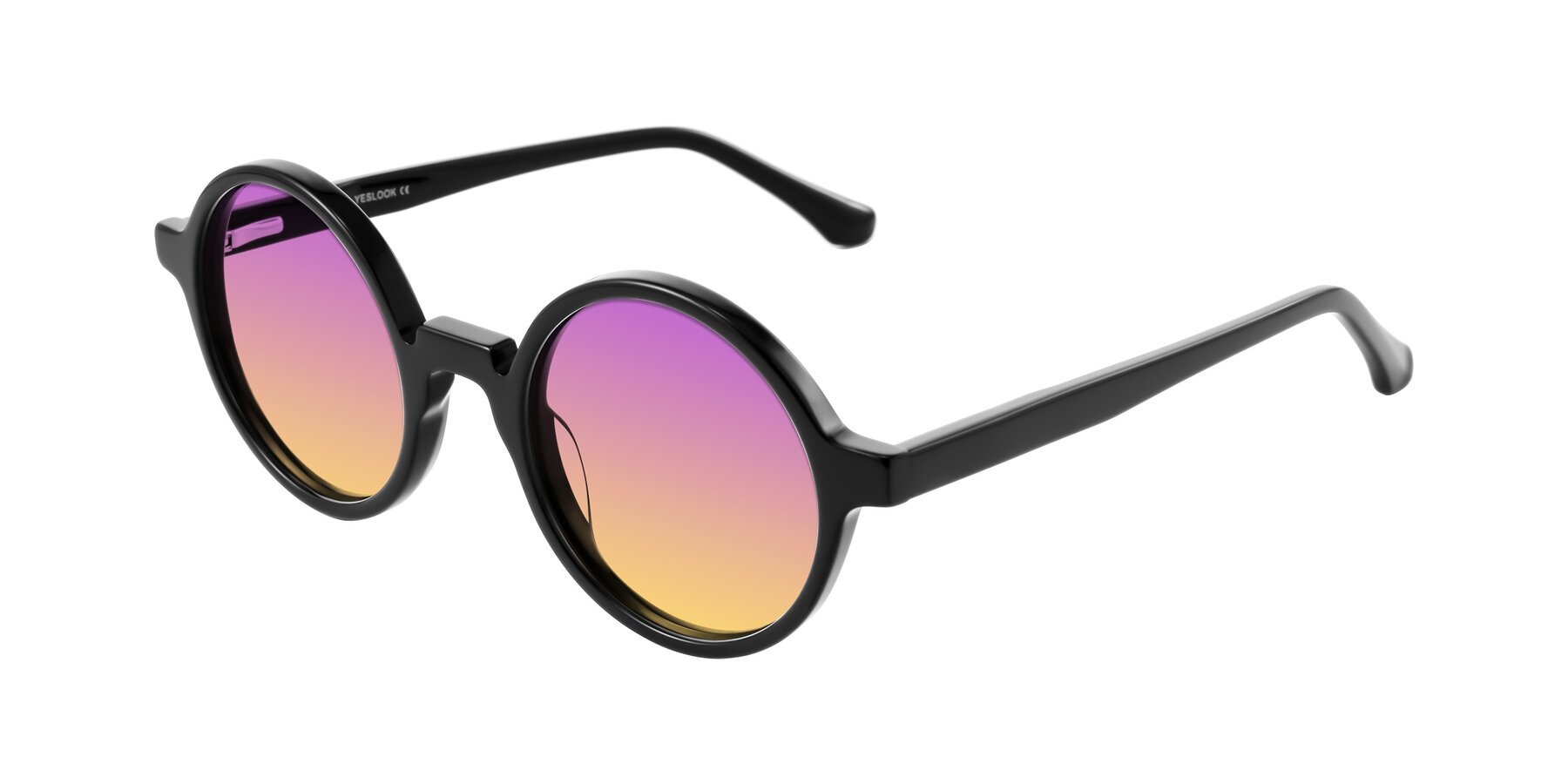 Angle of Clady in Black with Purple / Yellow Gradient Lenses
