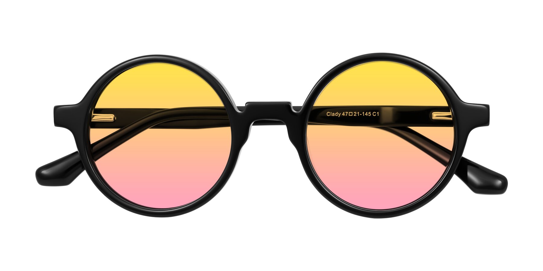 Folded Front of Clady in Black with Yellow / Pink Gradient Lenses