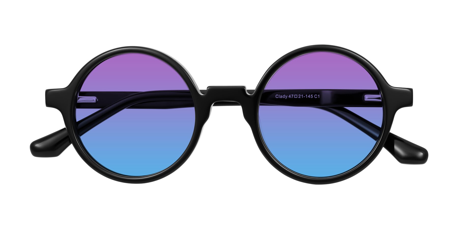 Folded Front of Clady in Black with Purple / Blue Gradient Lenses